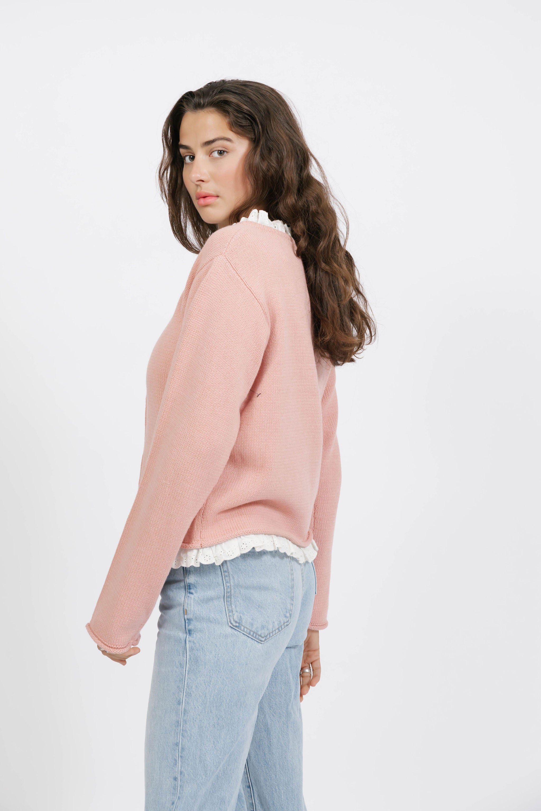 Lacy Cardigan in Dusty Rose