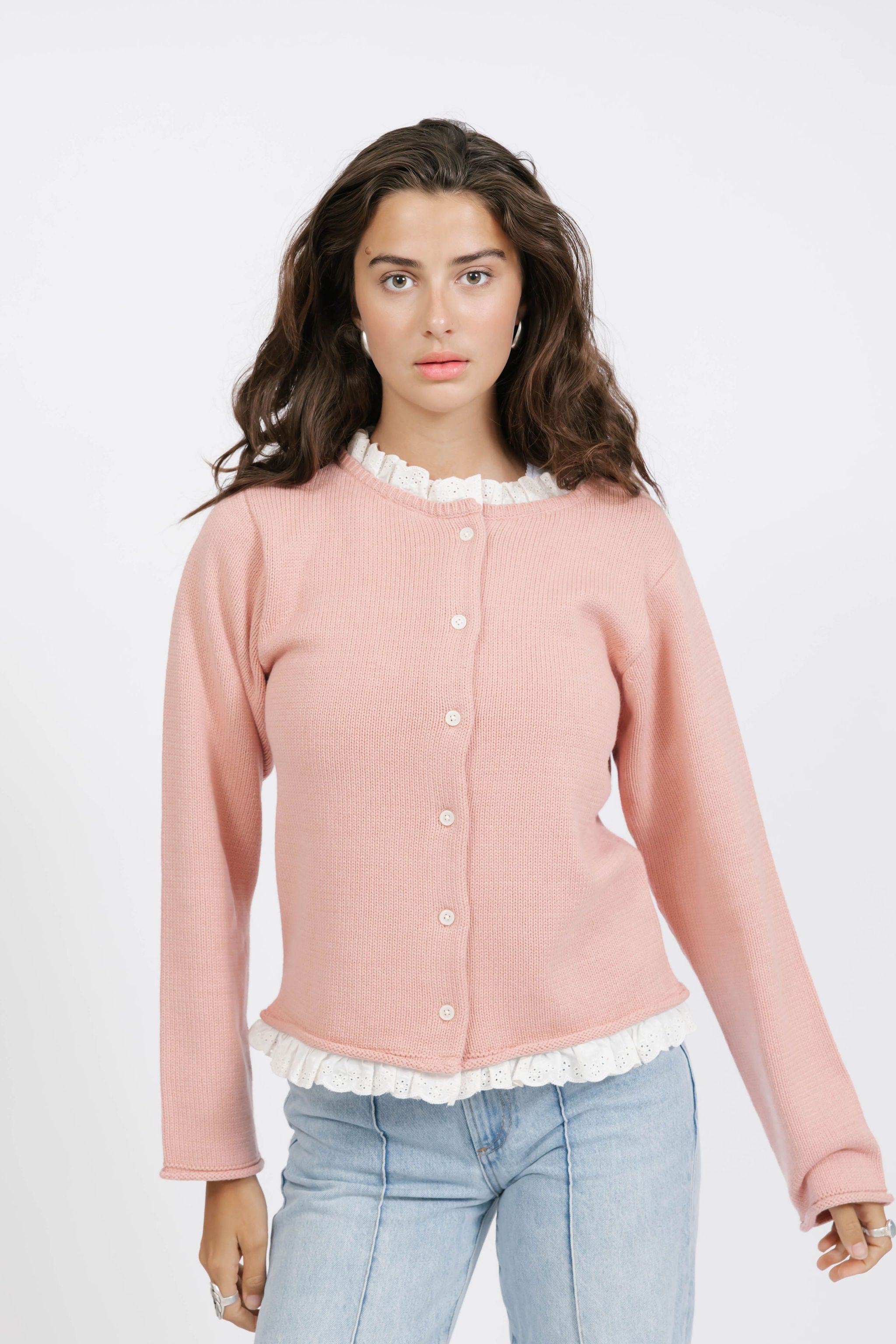 Lacy Cardigan in Dusty Rose