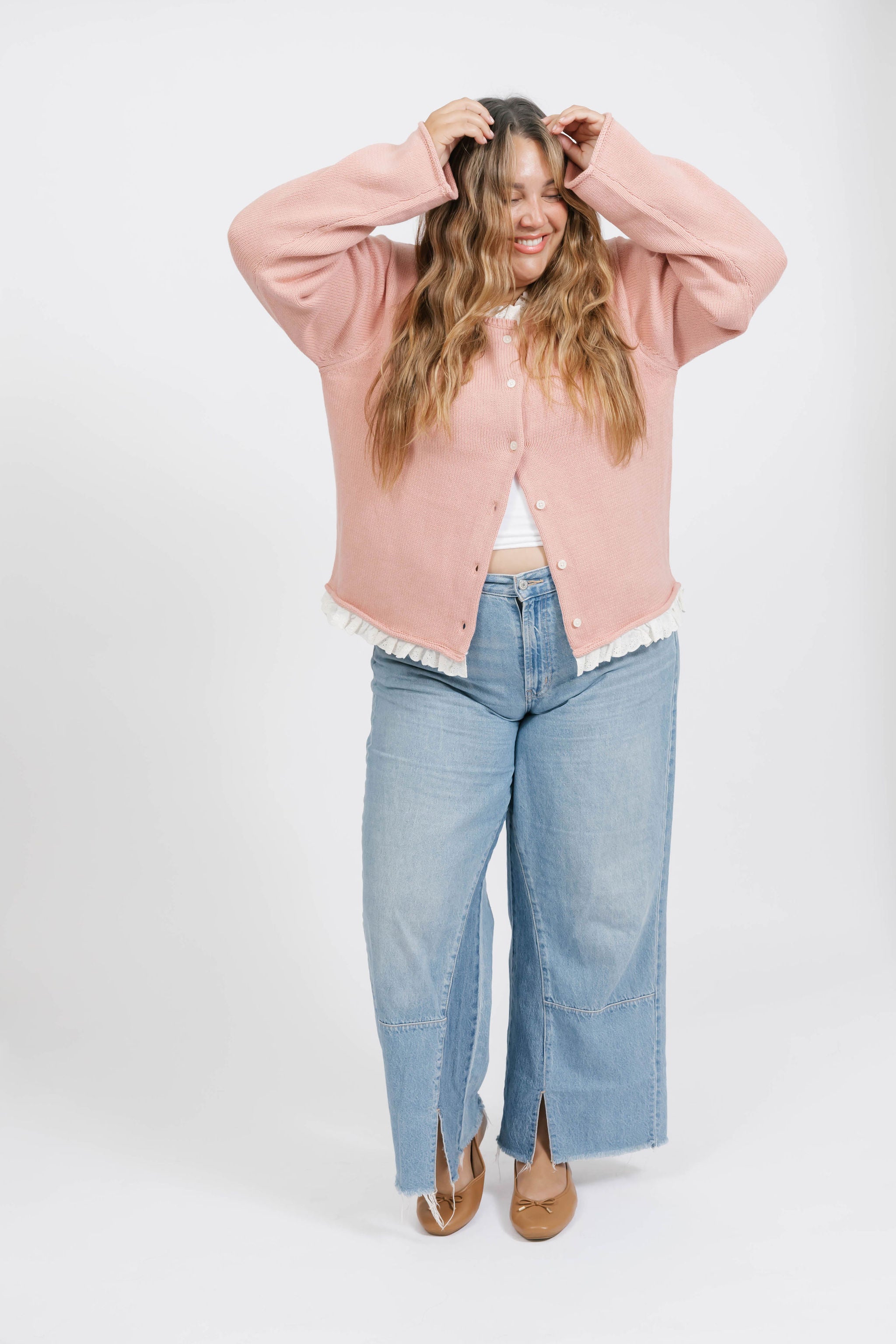 Lacy Cardigan in Dusty Rose