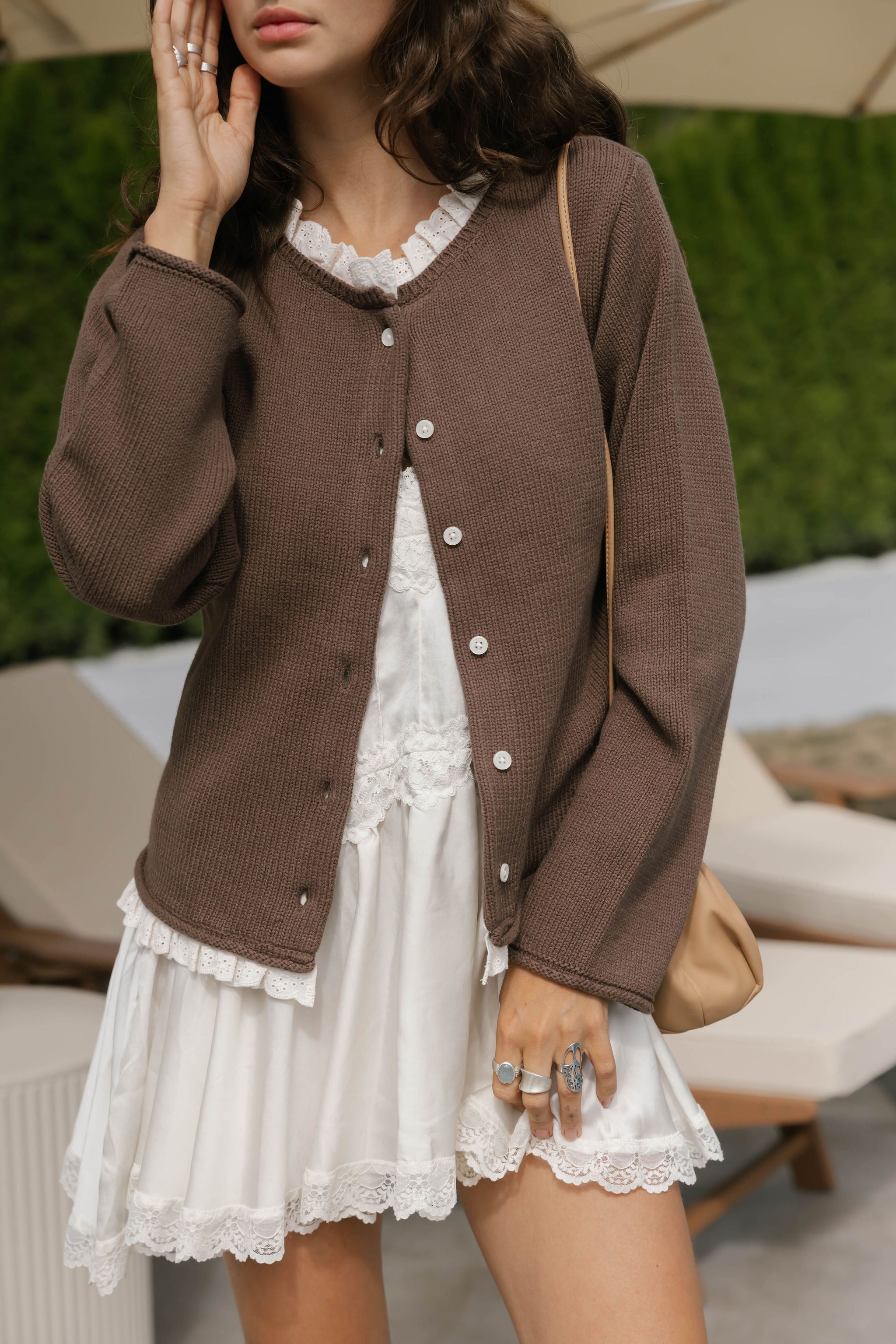 Lacy Cardigan in Warm Brown