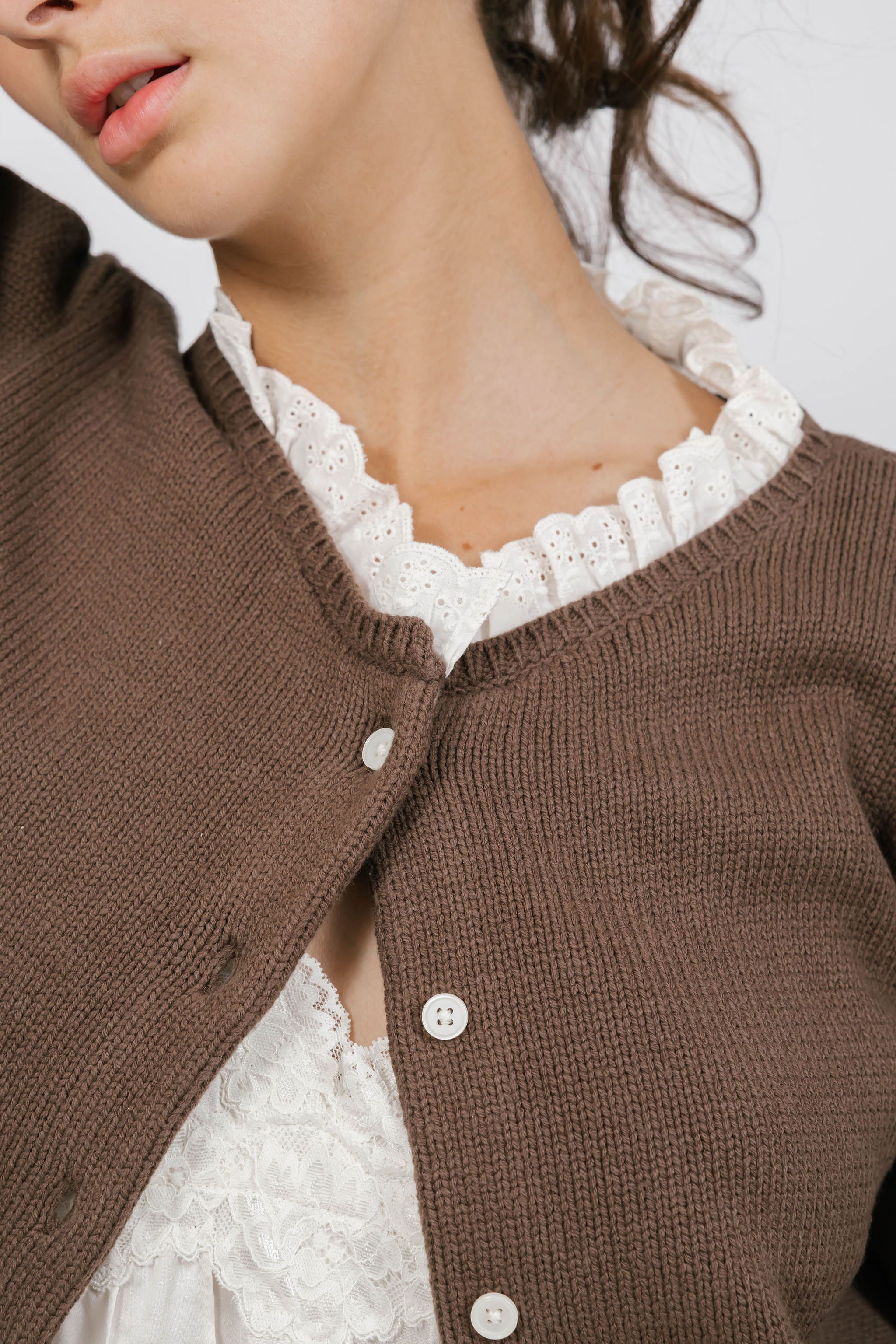 Lacy Cardigan in Warm Brown