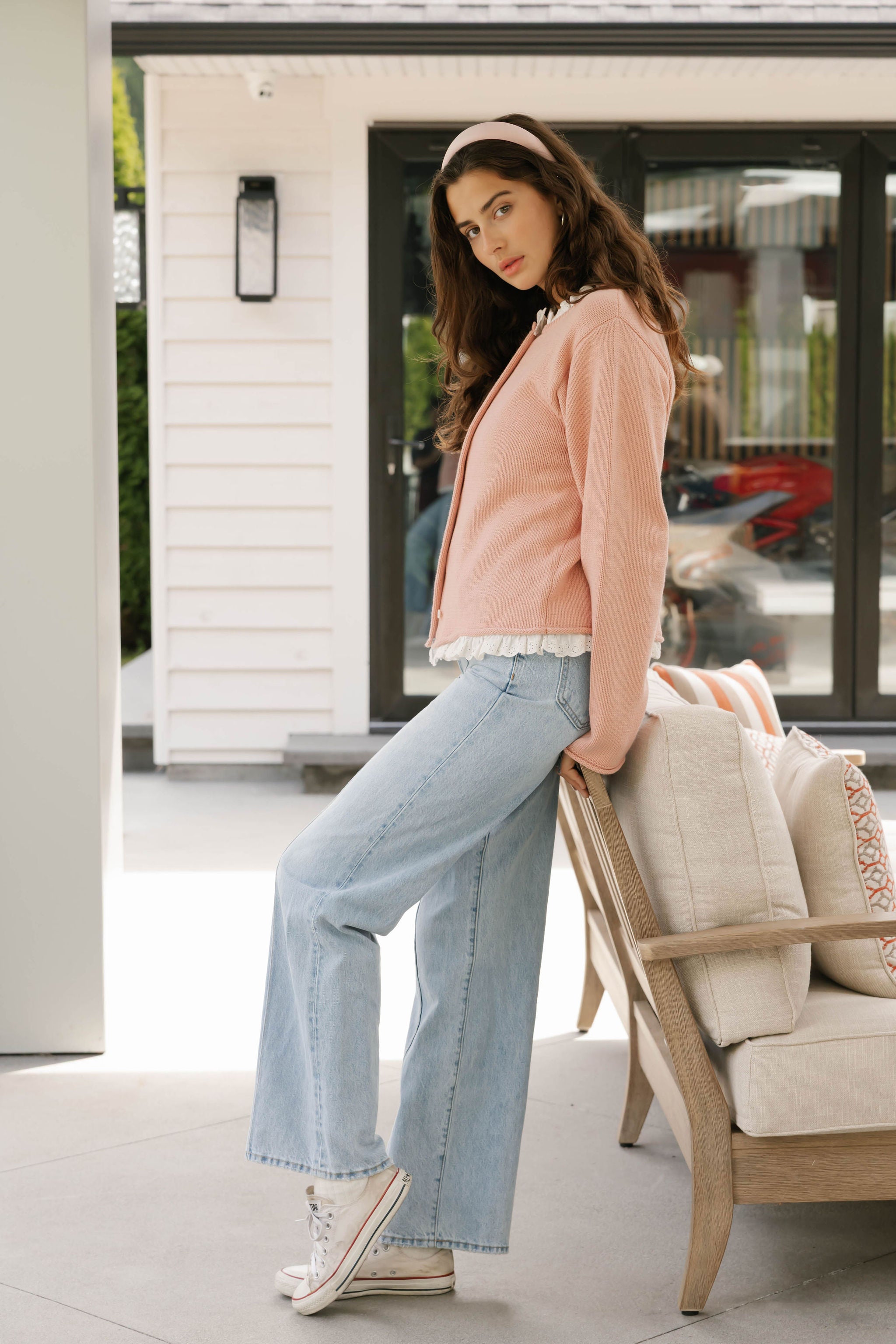 Lacy Cardigan in Dusty Rose