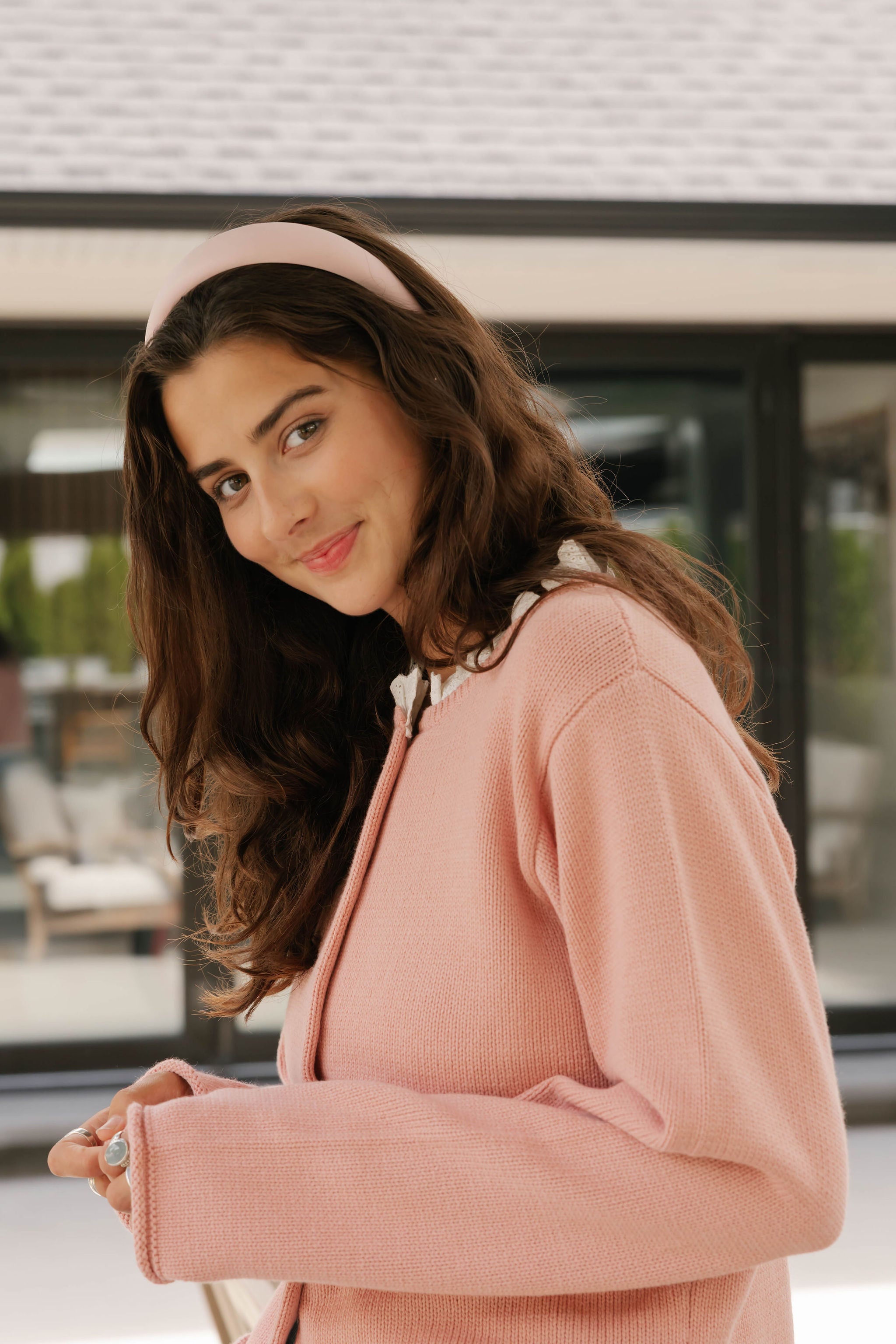 Lacy Cardigan in Dusty Rose