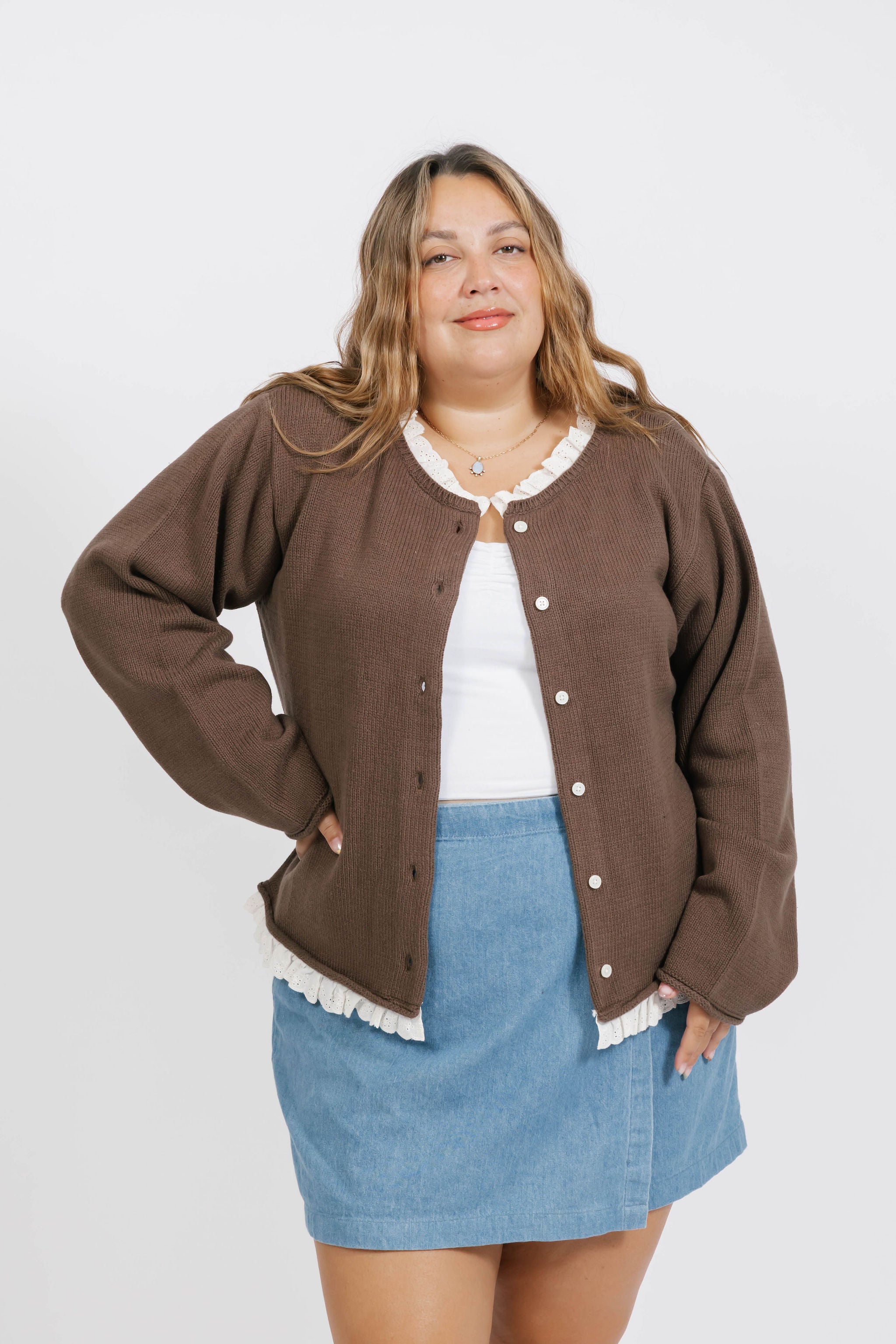 Lacy Cardigan in Warm Brown