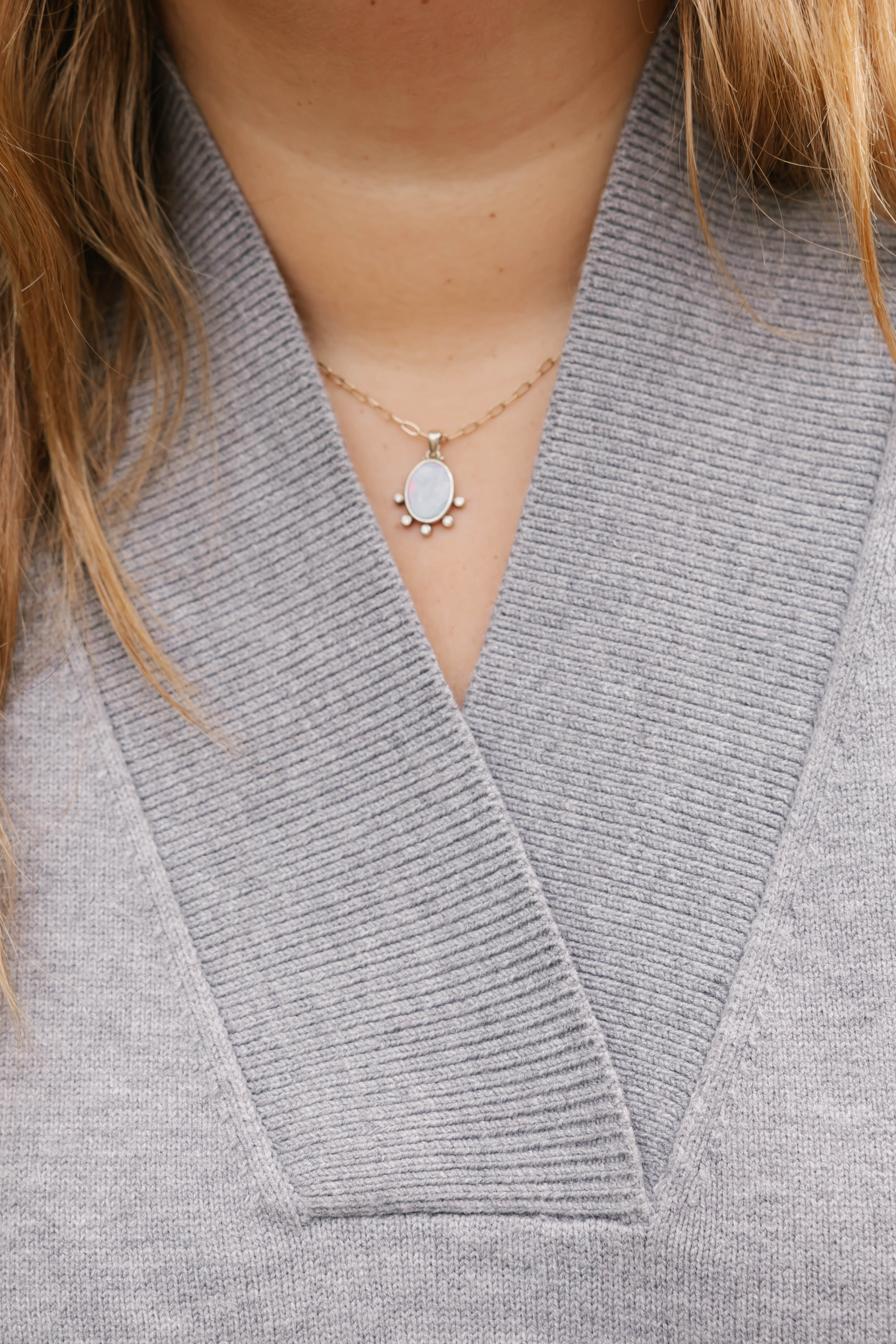 Blair Knit Vest in Light Grey