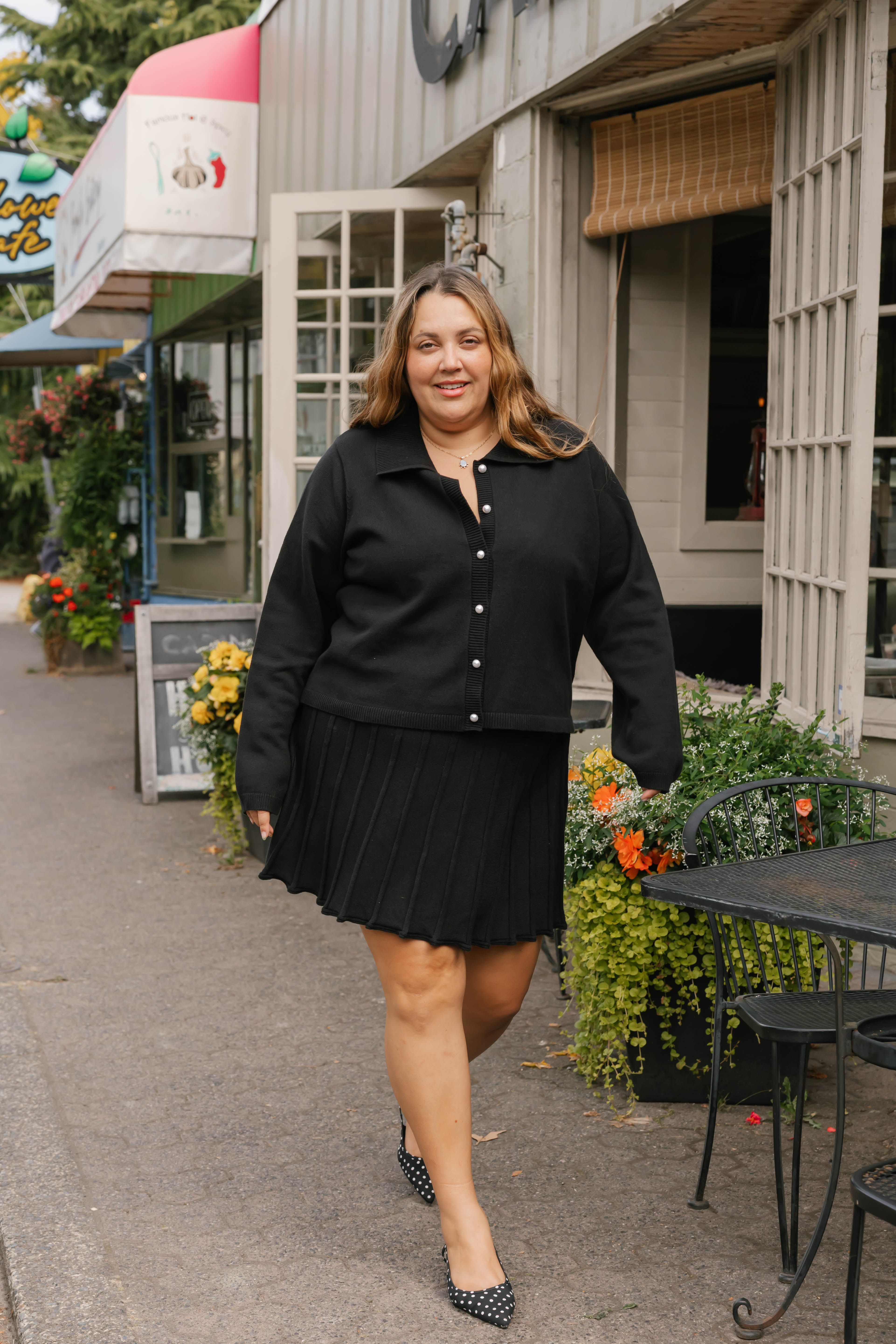 Collared Cardigan in Midnight Black