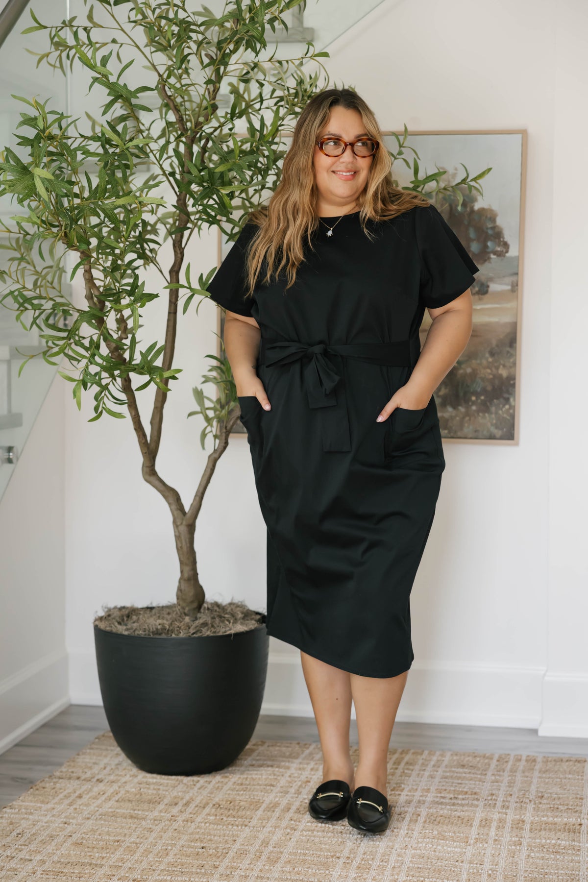 Winona Wrap Dress in Midnight Black