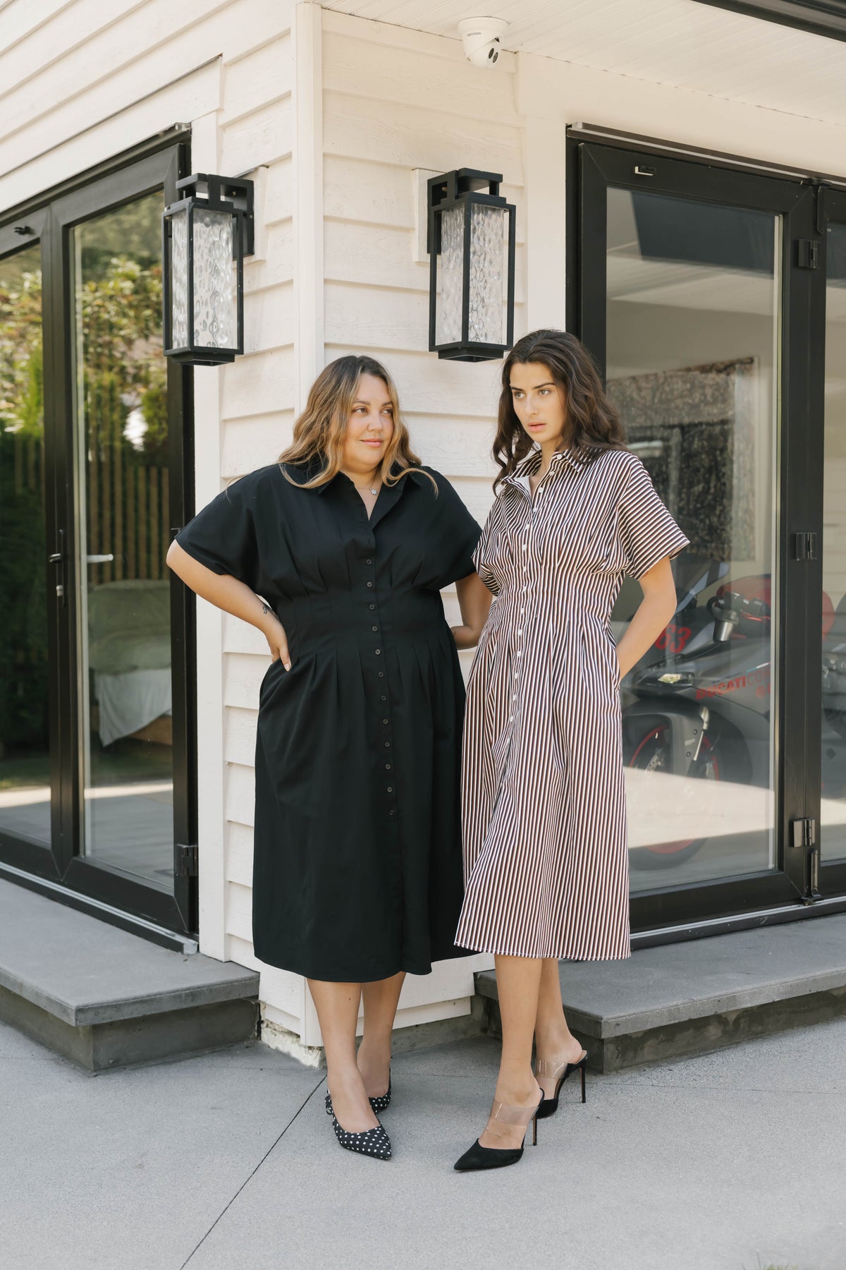 Petra Pleated Dress in Midnight Black