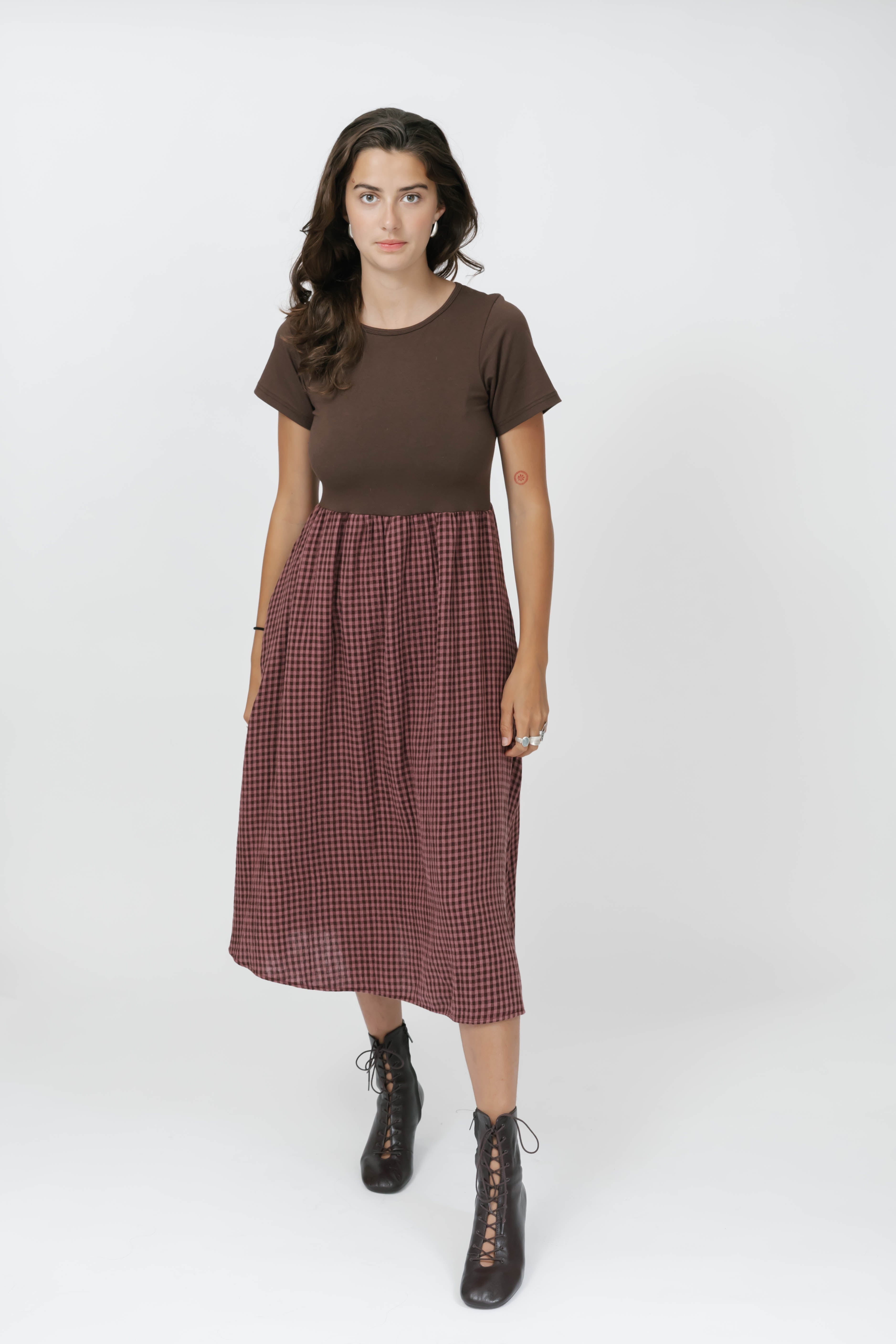 Gingham Andie Dress in Plum