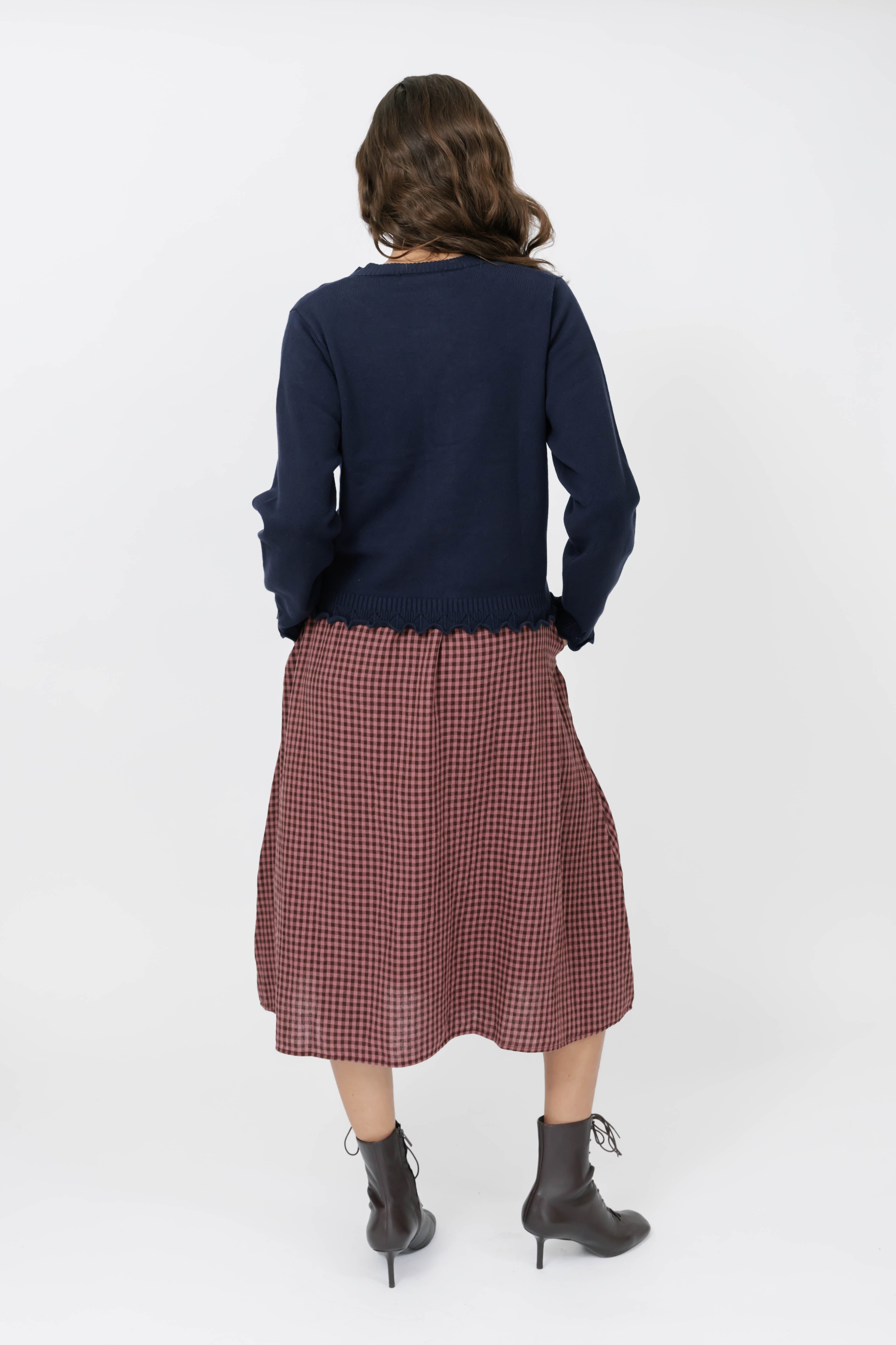 Juliet Ruffle Cardigan in Navy