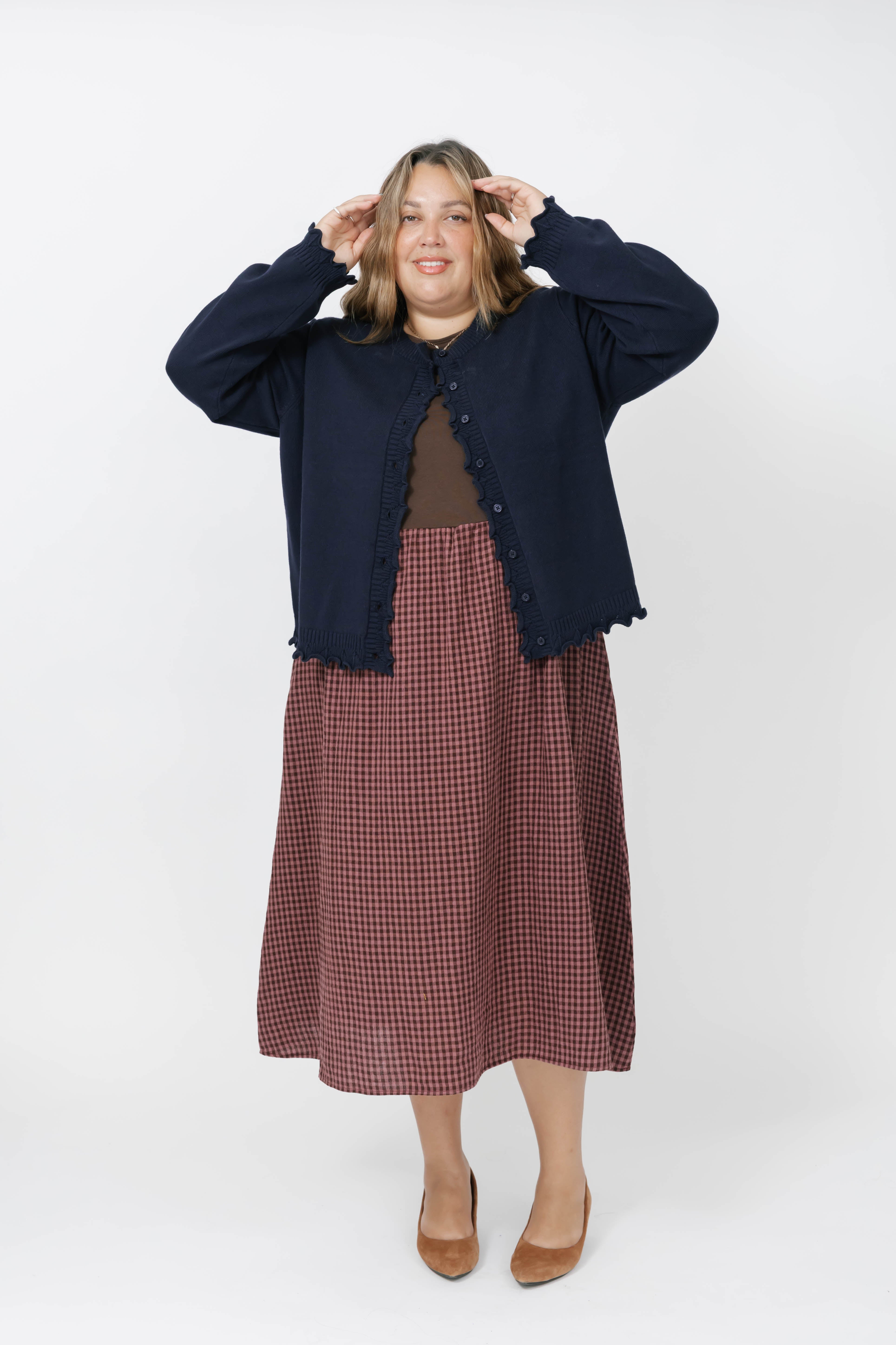 Gingham Andie Dress in Plum