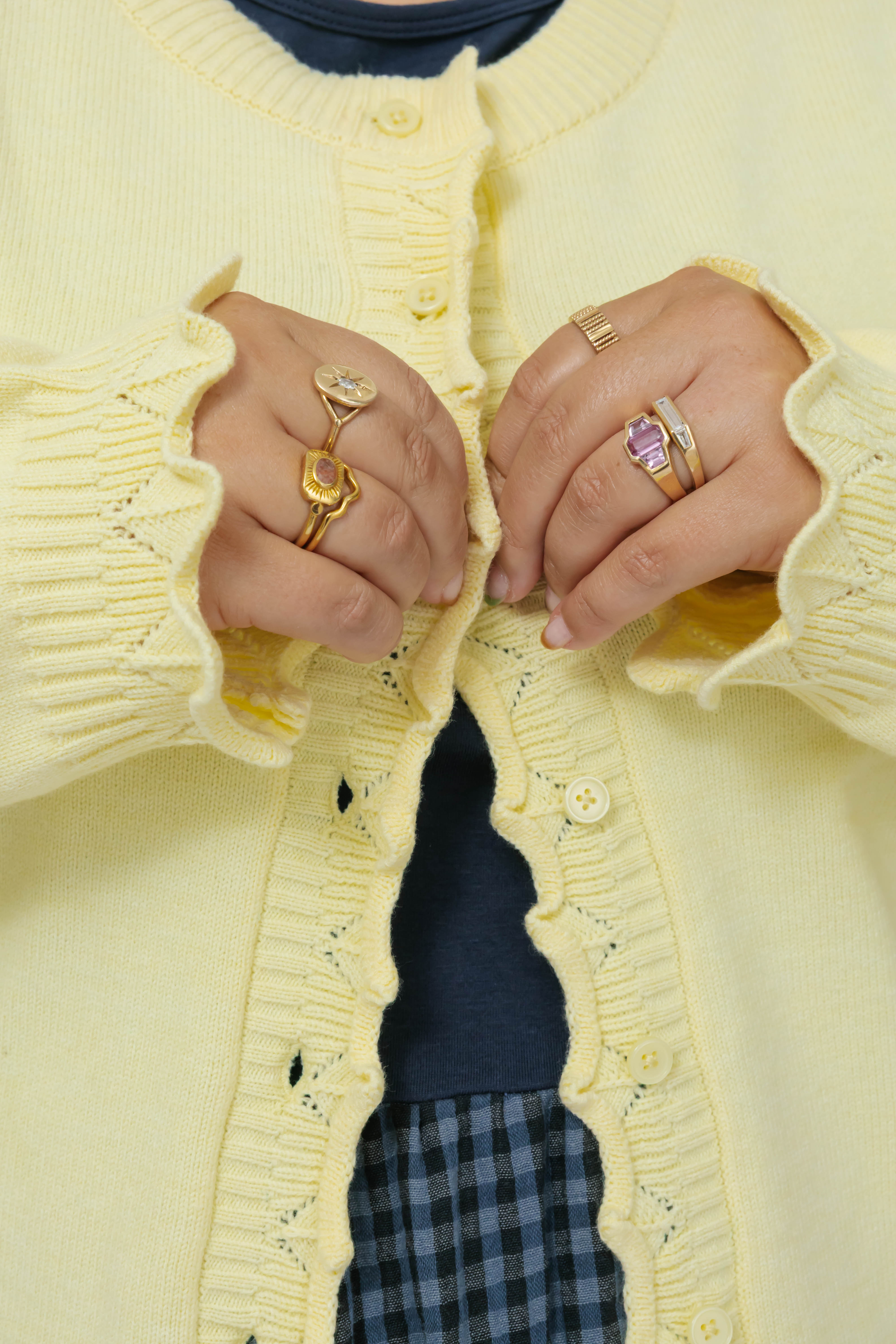 Juliet Ruffle Cardigan in Soft Yellow