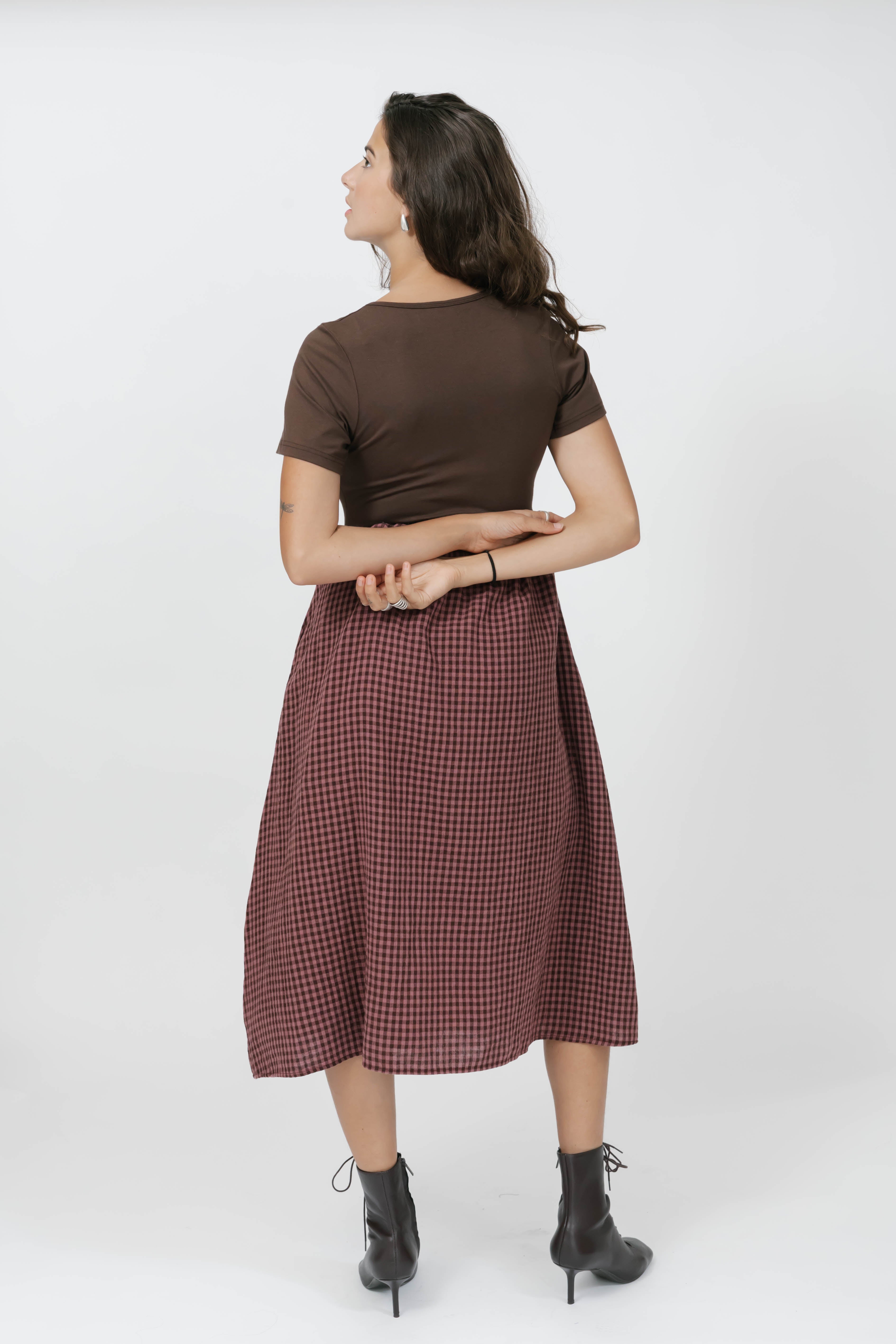Gingham Andie Dress in Plum