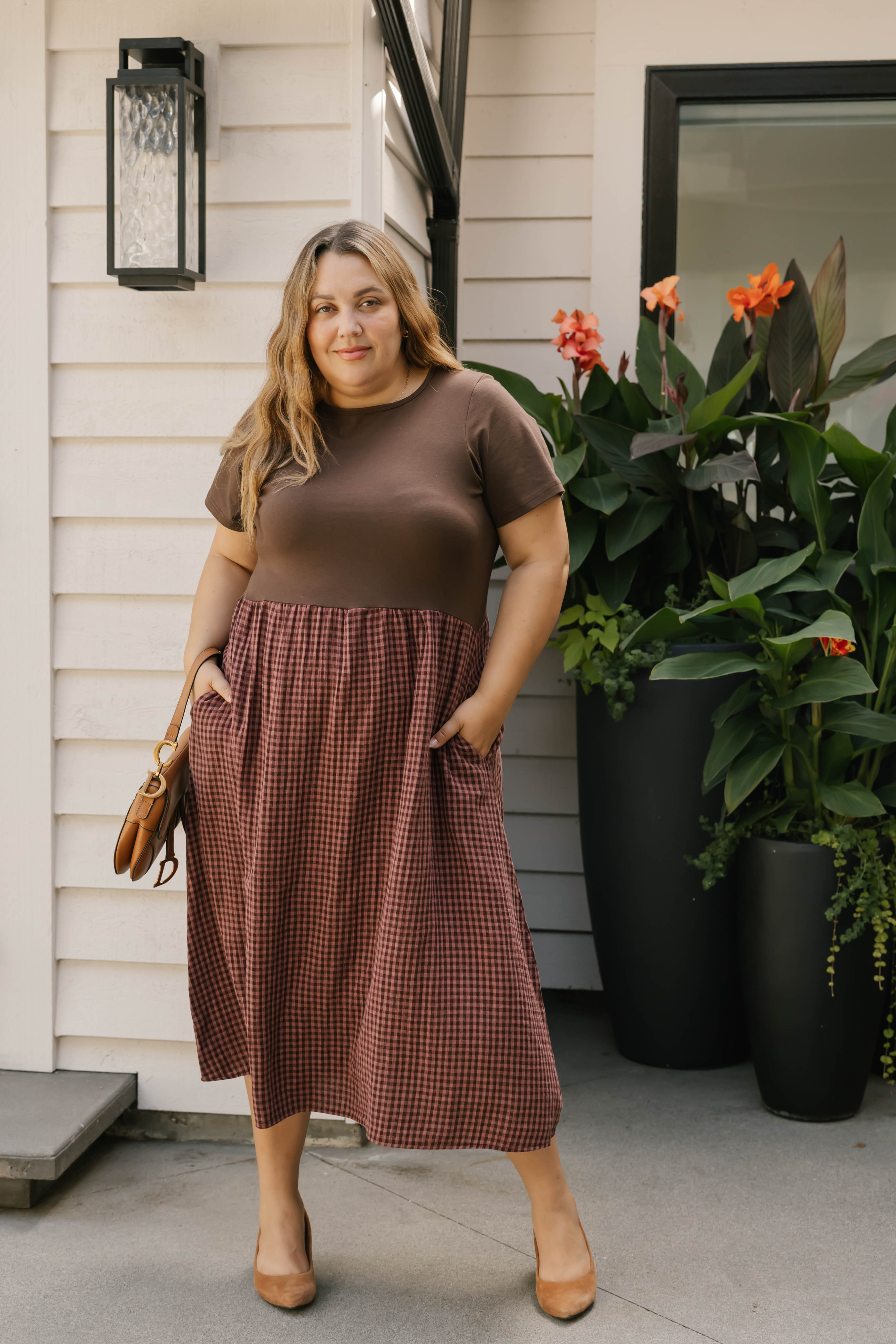 Gingham Andie Dress in Plum