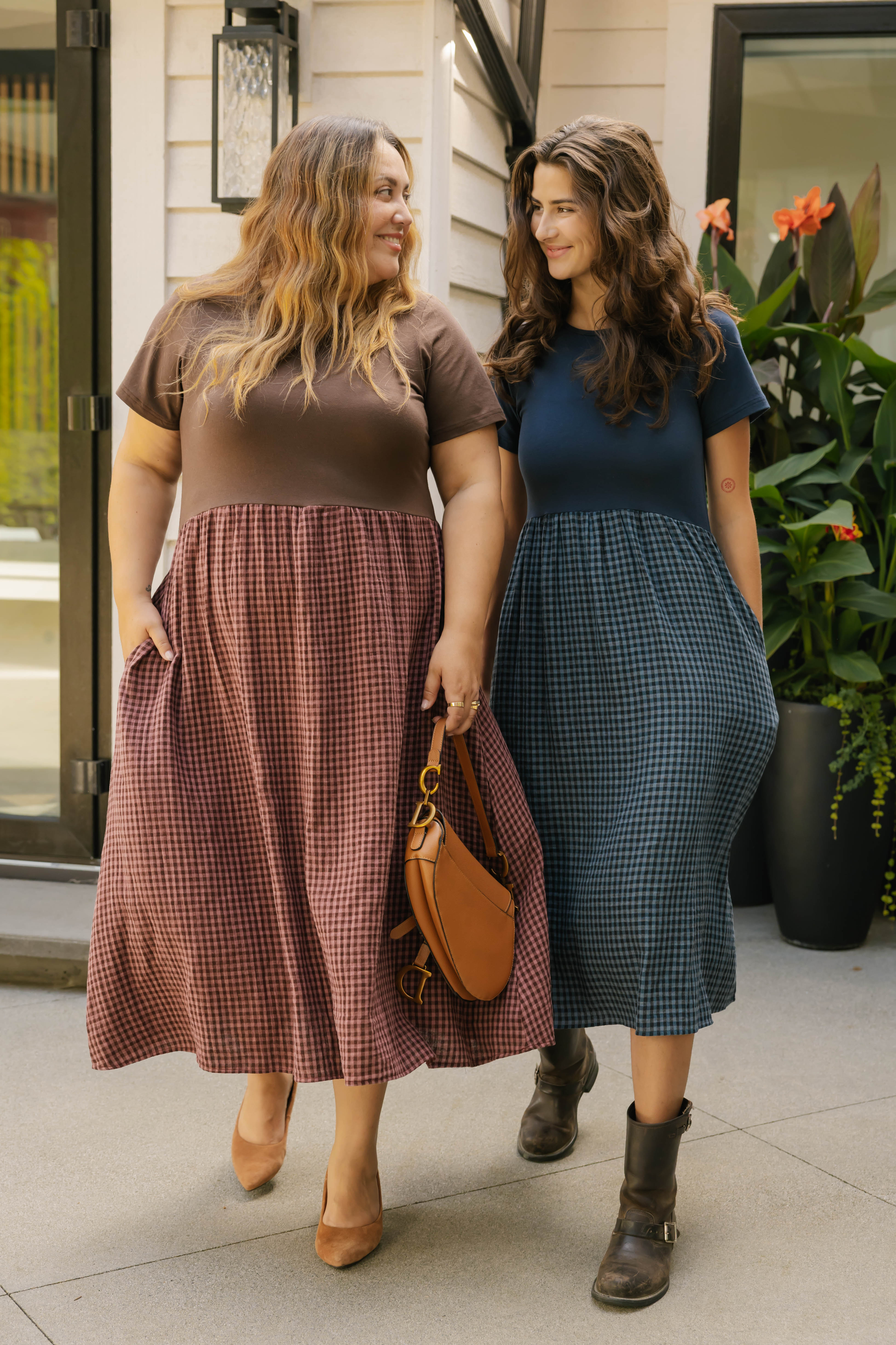 Gingham Andie Dress in Navy