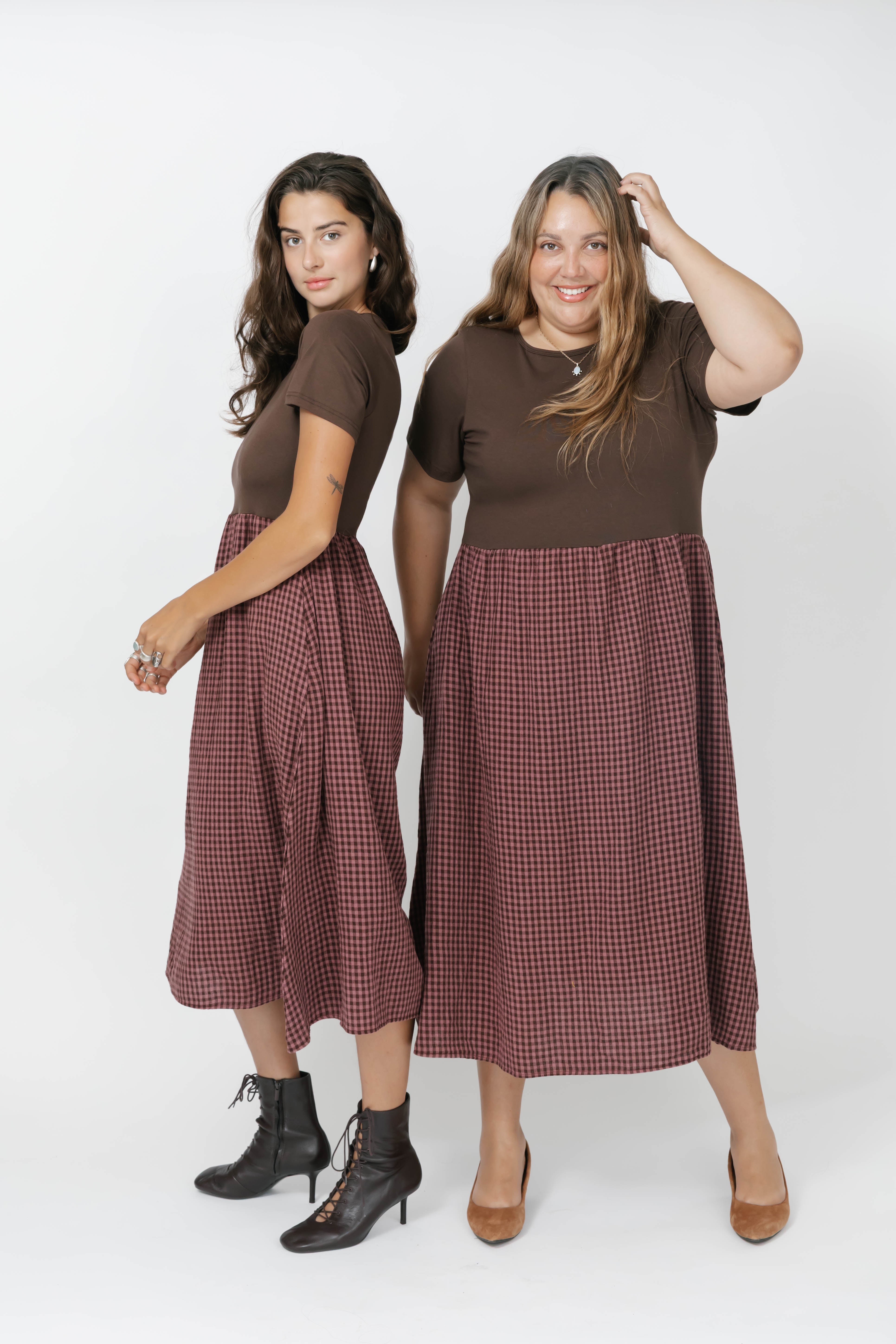 Gingham Andie Dress in Plum