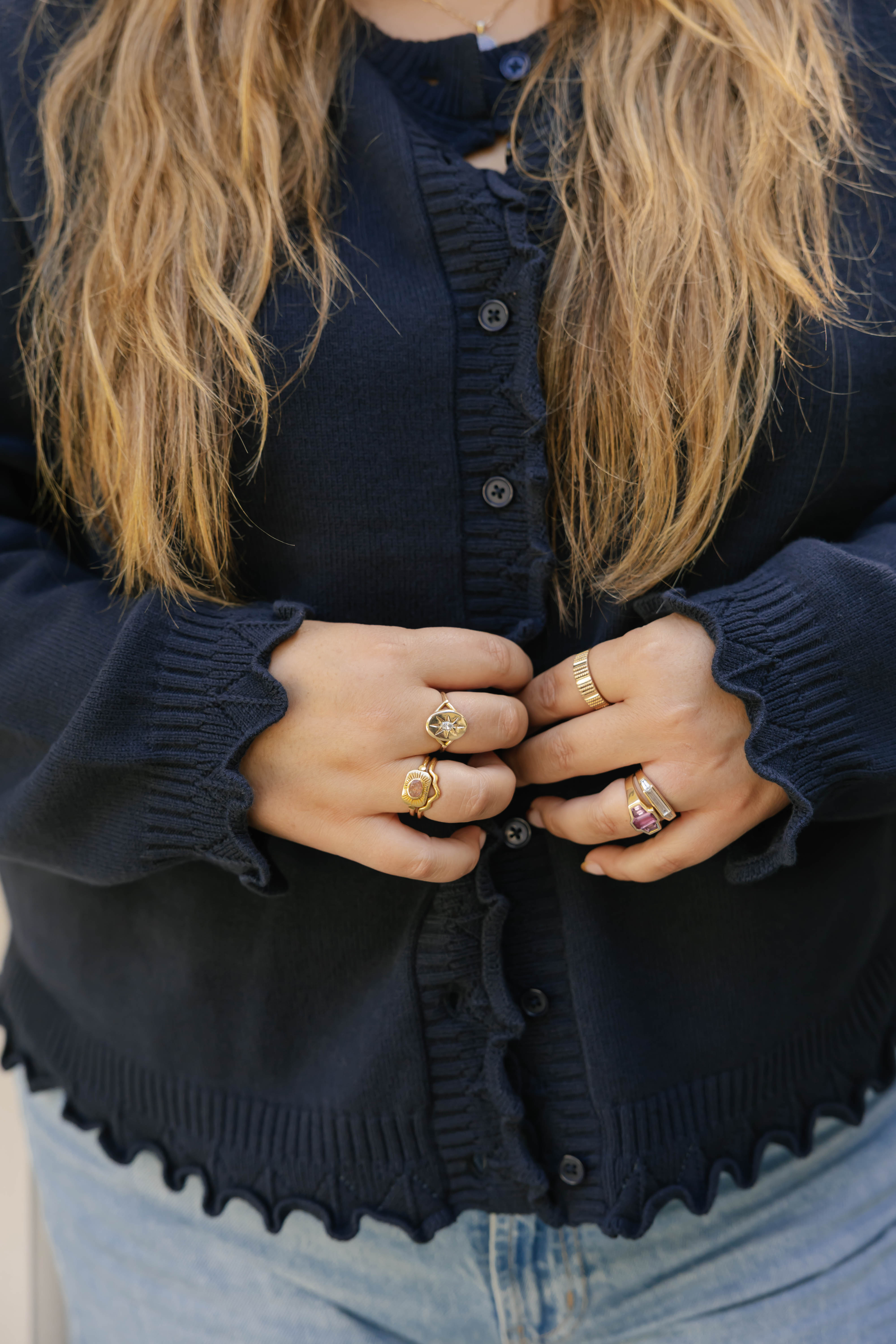 Juliet Ruffle Cardigan in Navy