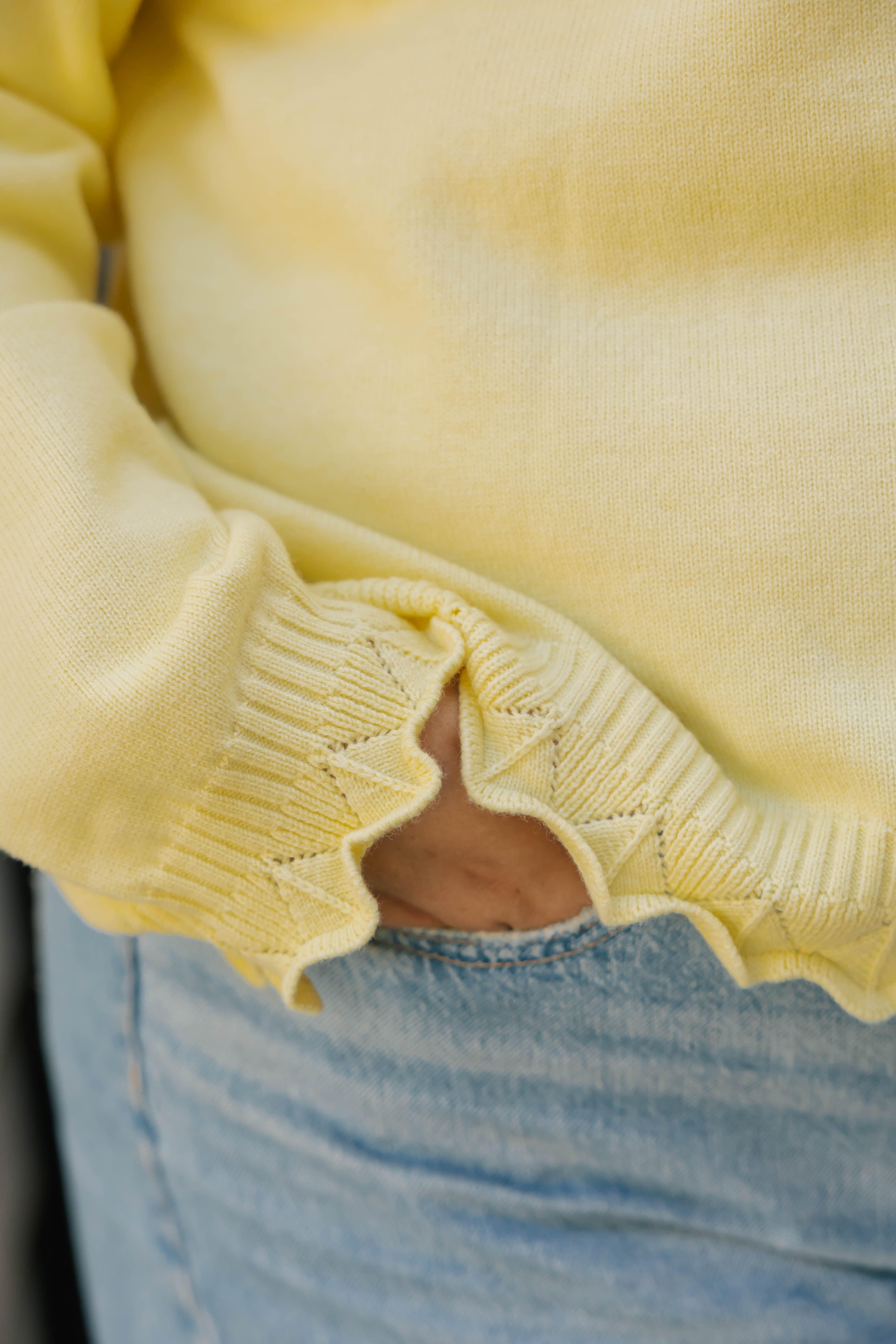 Juliet Ruffle Cardigan in Soft Yellow