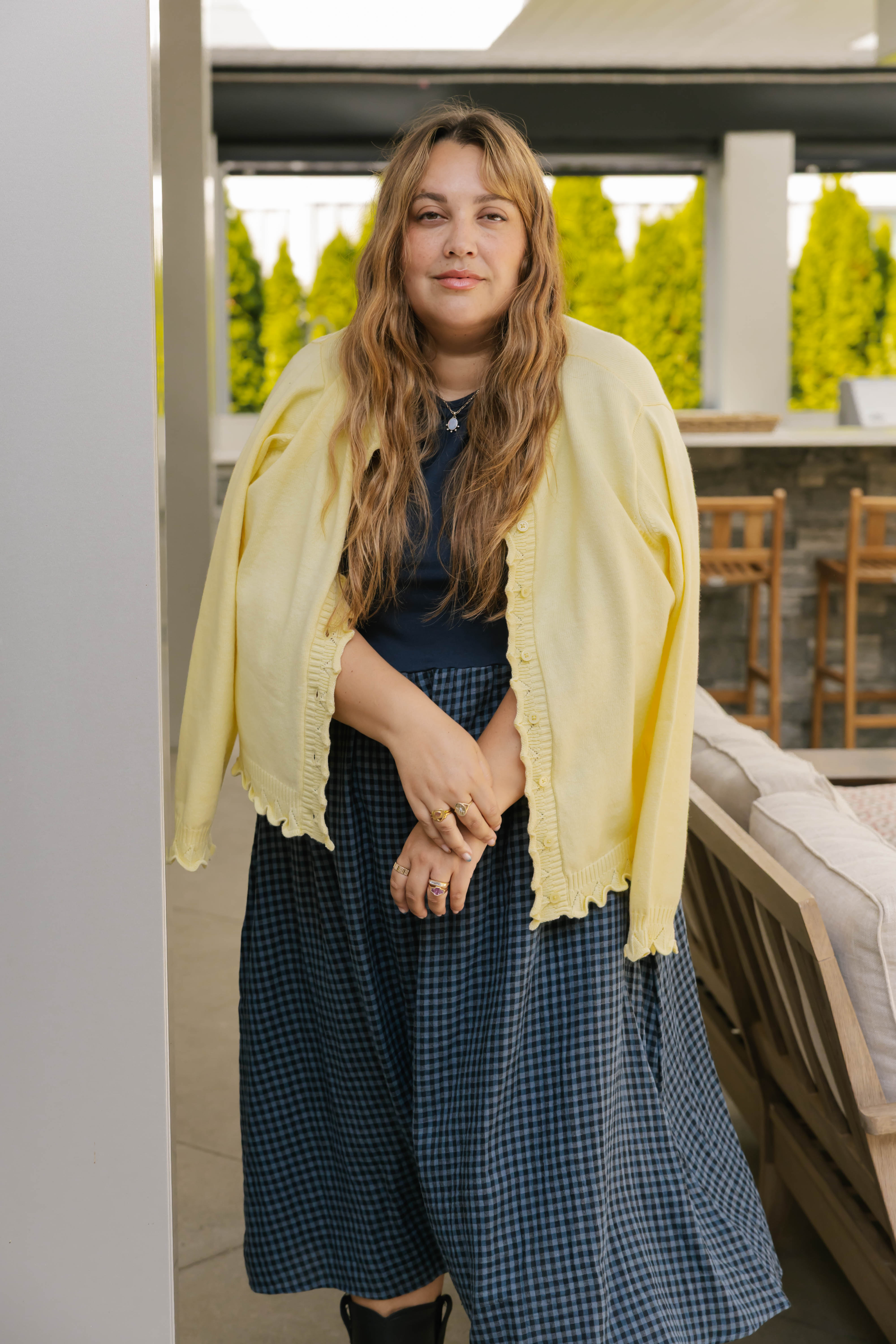 Juliet Ruffle Cardigan in Soft Yellow
