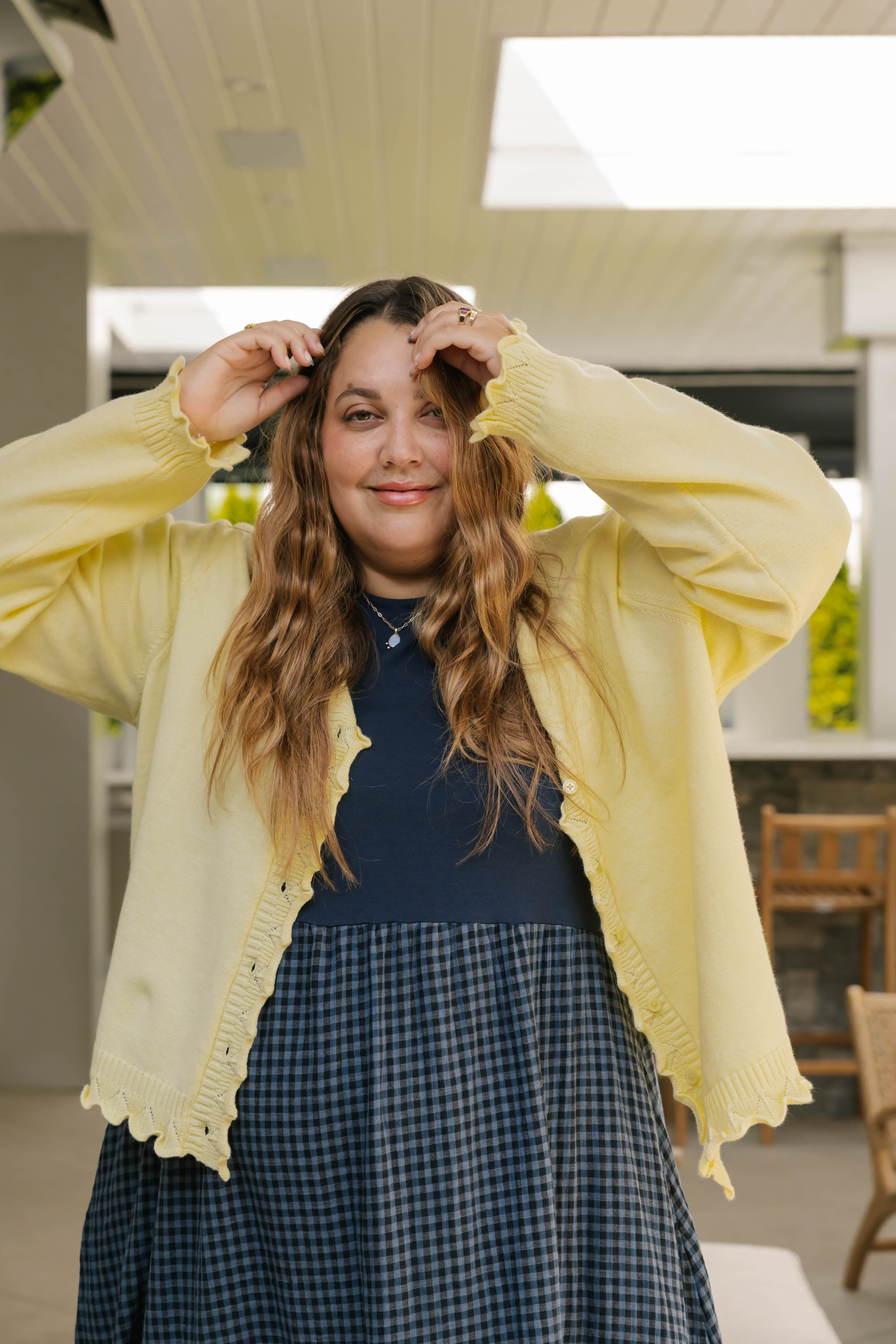 Gingham Andie Dress in Navy