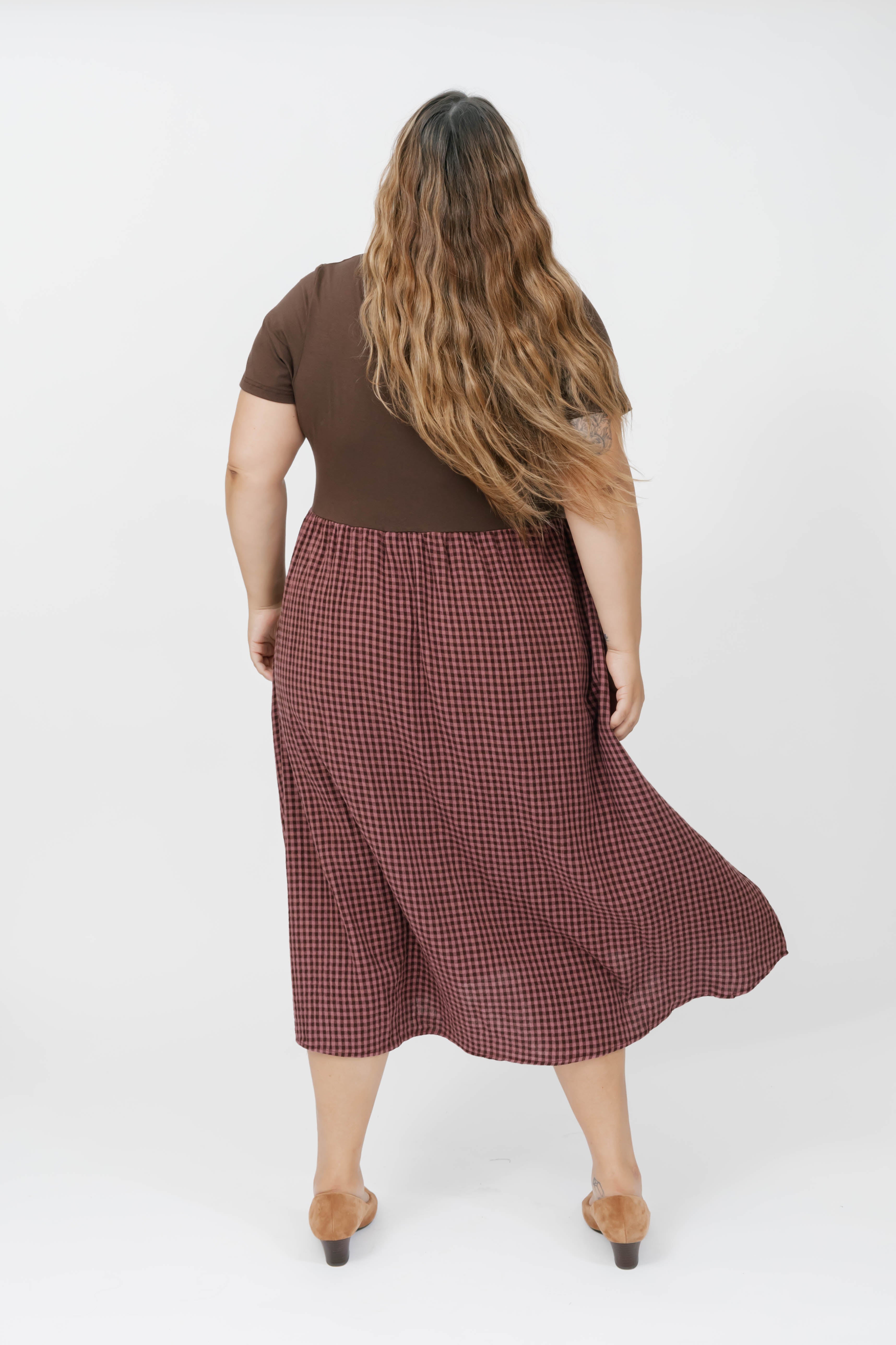 Gingham Andie Dress in Plum
