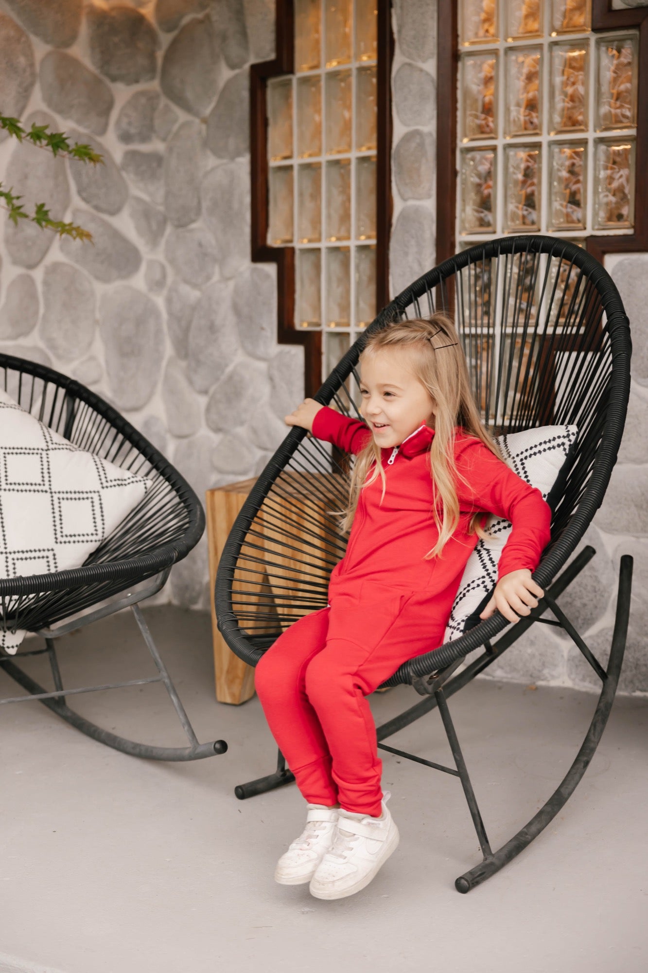 Kids Shay Romper in Jilly Red