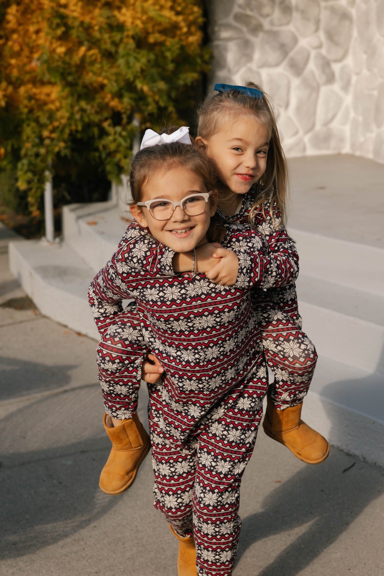 Kids Friday Romper in Red Fair Isle