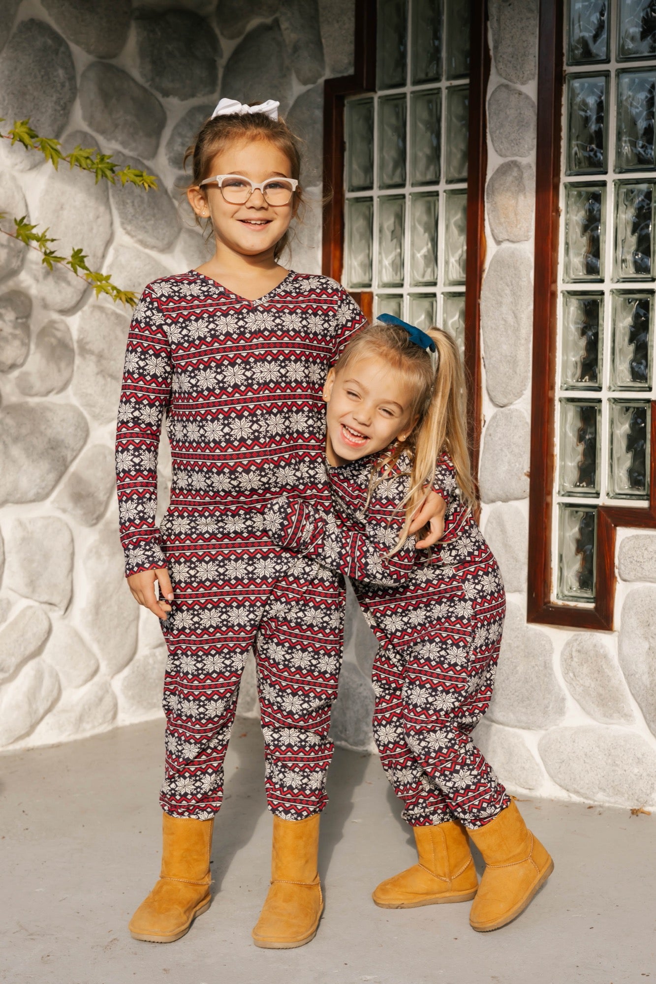 Kids Friday Romper in Red Fair Isle