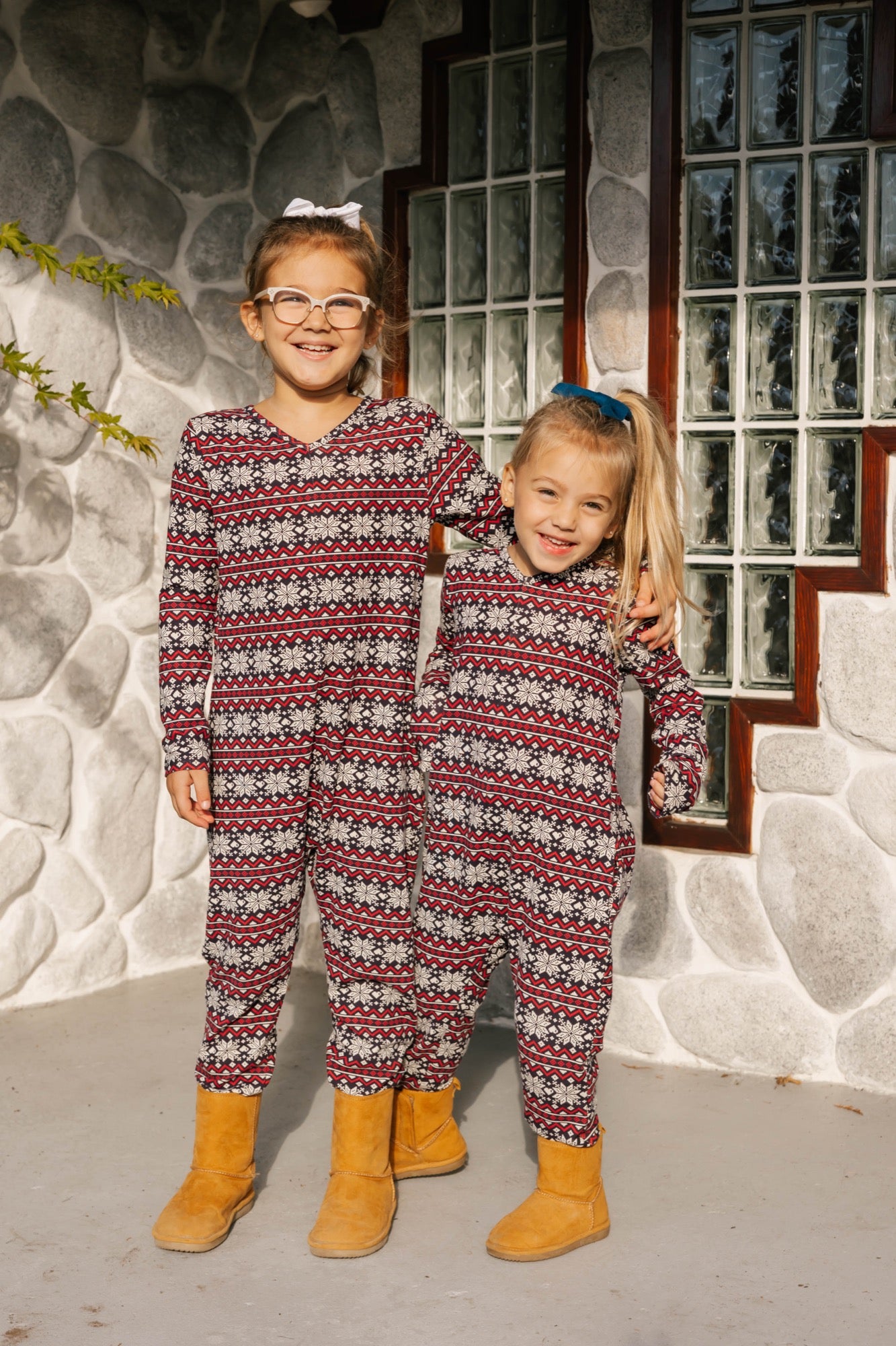 Kids Friday Romper in Red Fair Isle