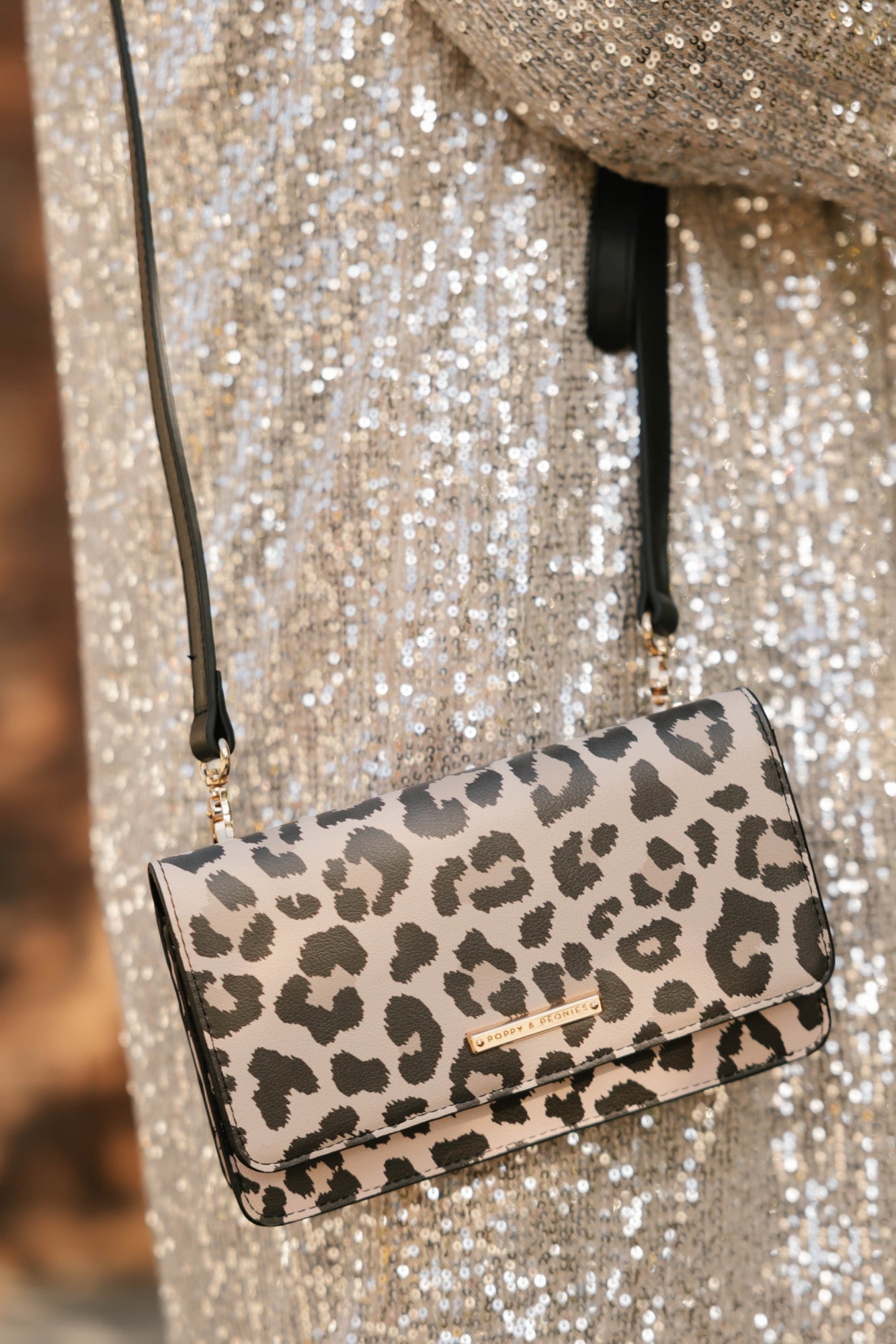 S+T x Poppy & Peonies On The Town Crossbody Bag in Leopard