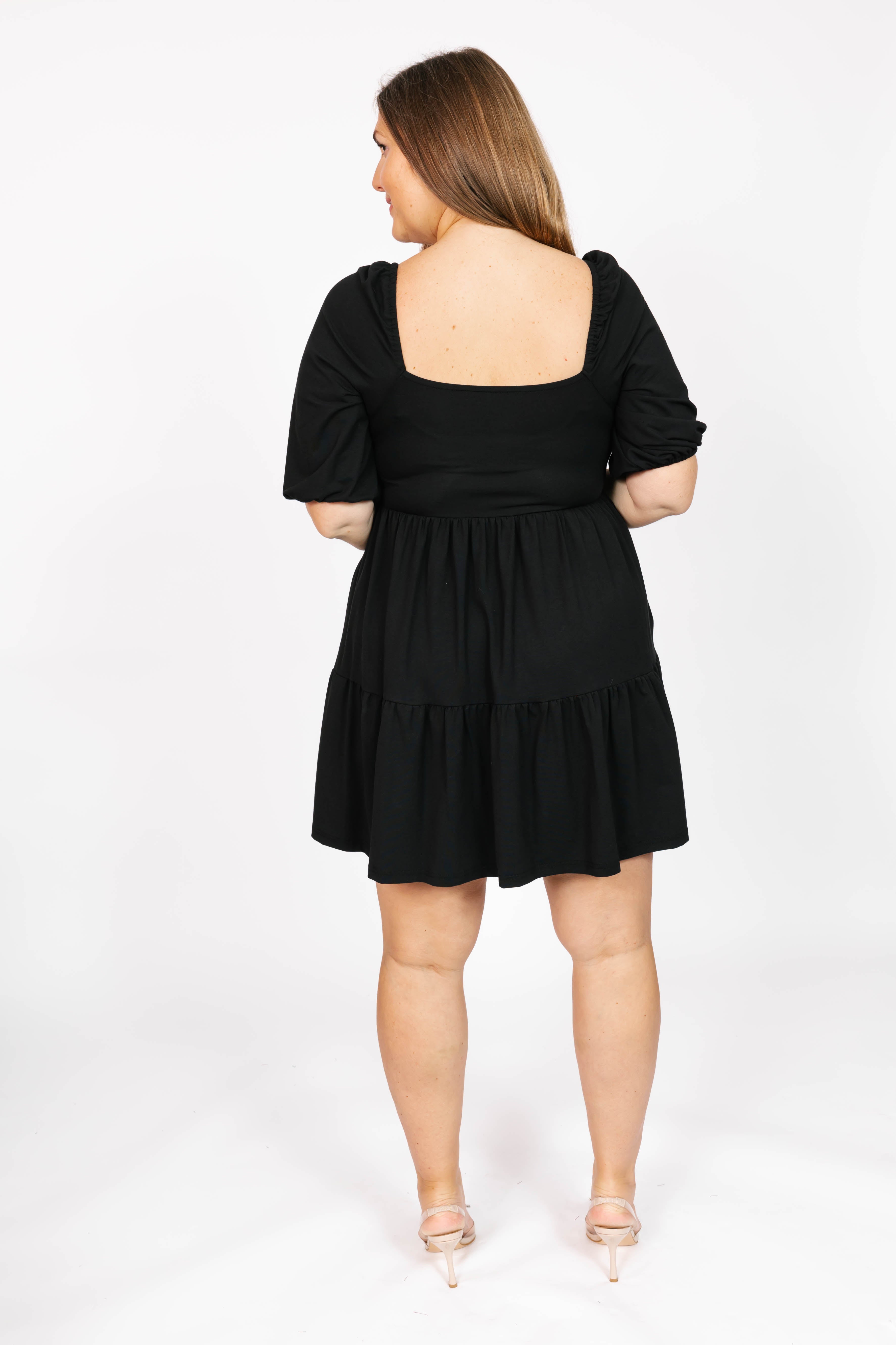 Poppy Mini Dress in Midnight Black