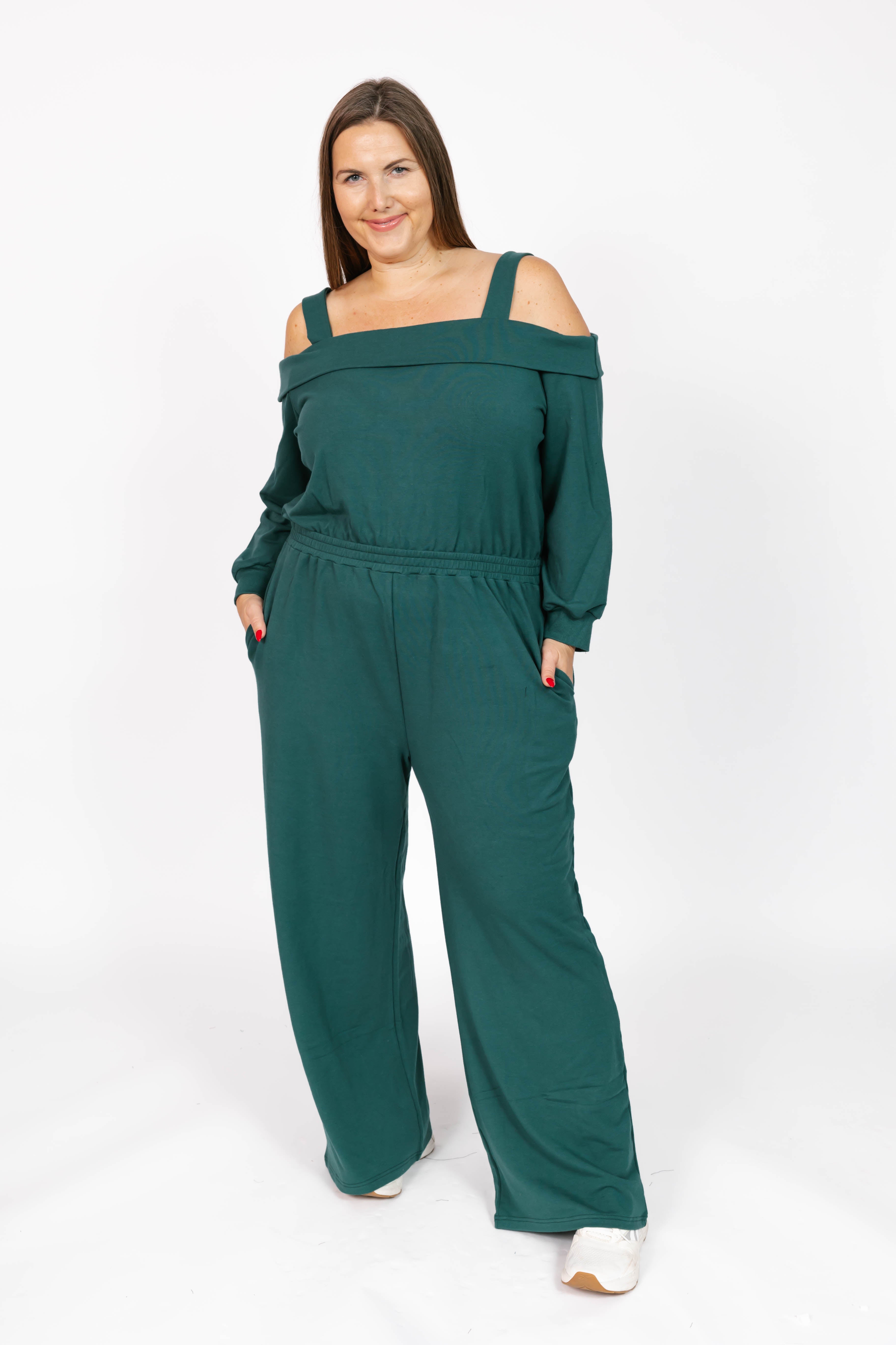 Giselle Wide Leg Romper in Evergreen