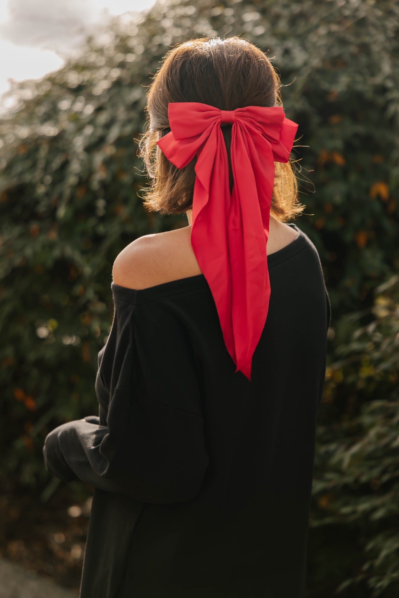 Silky Bow Clip in Festive Red