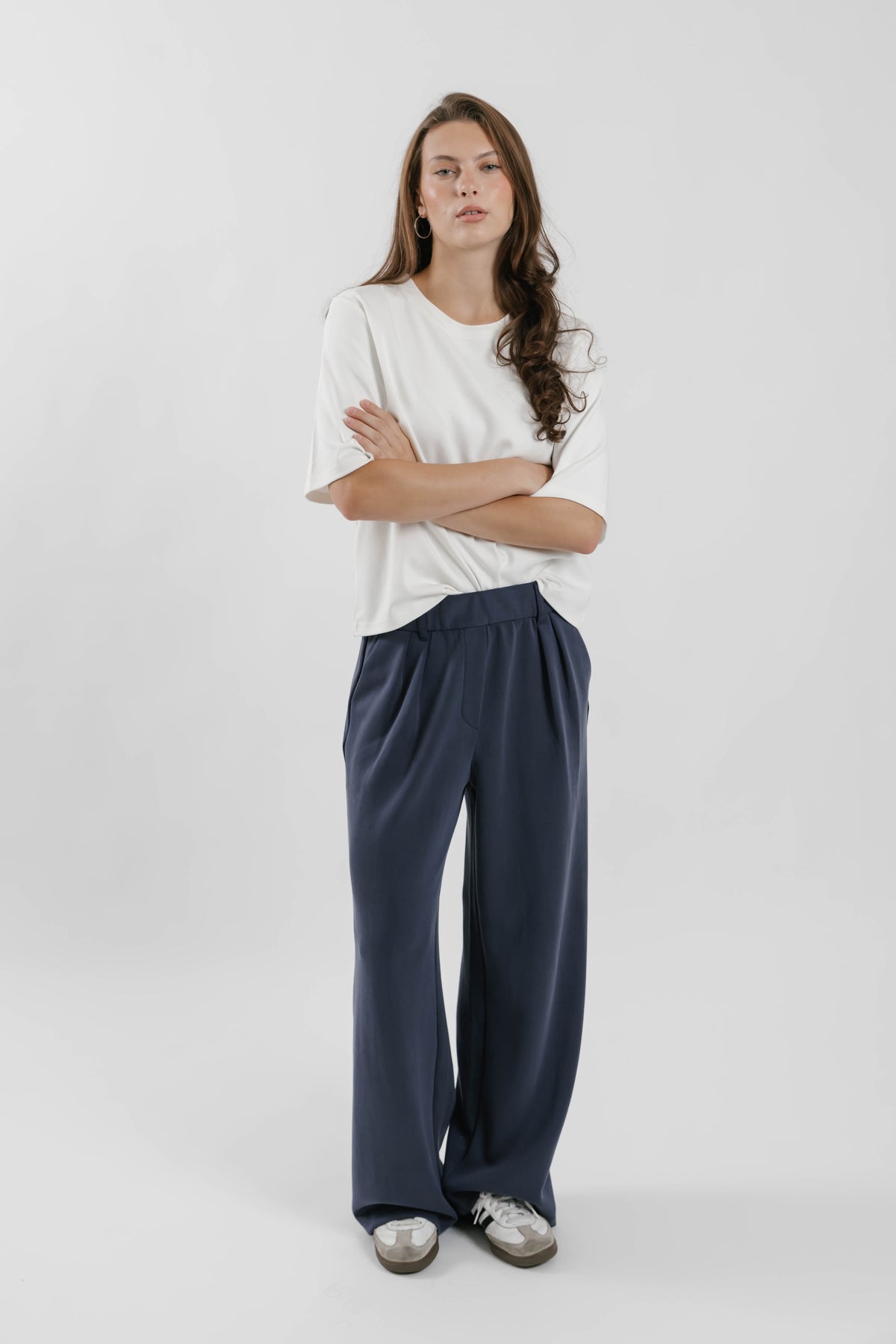 Halle Microscuba Pants in Denim Navy
