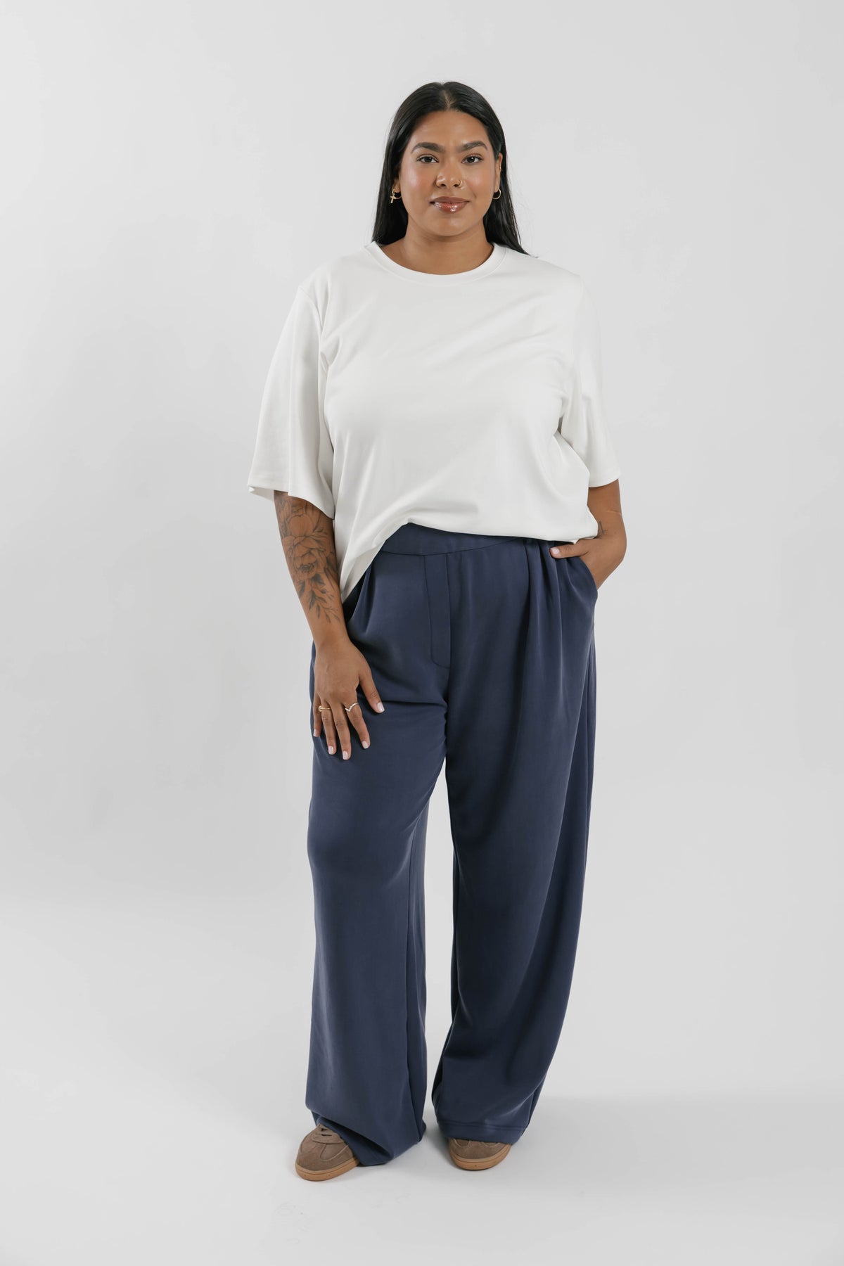 Halle Microscuba Pants in Denim Navy