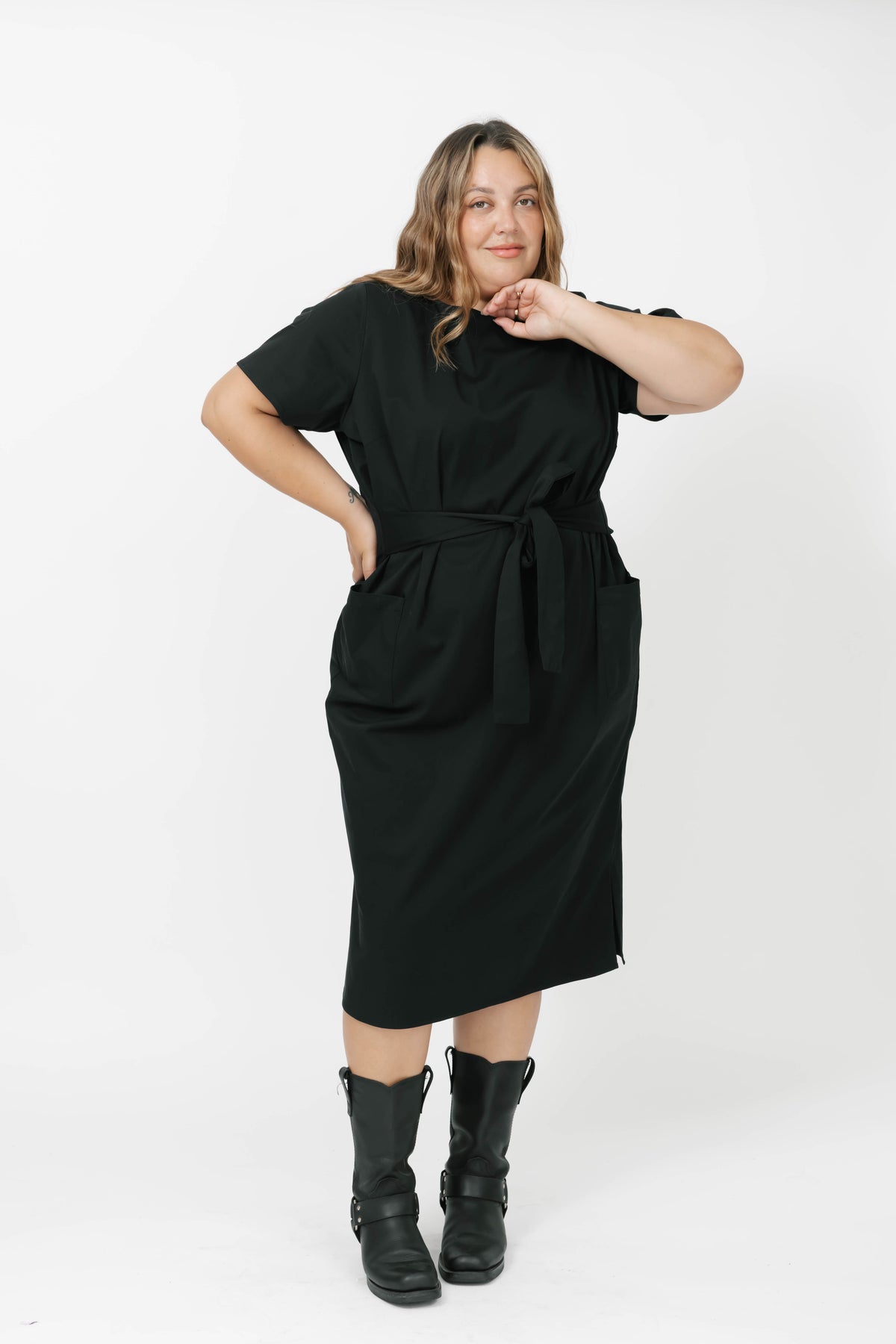 Winona Wrap Dress in Midnight Black