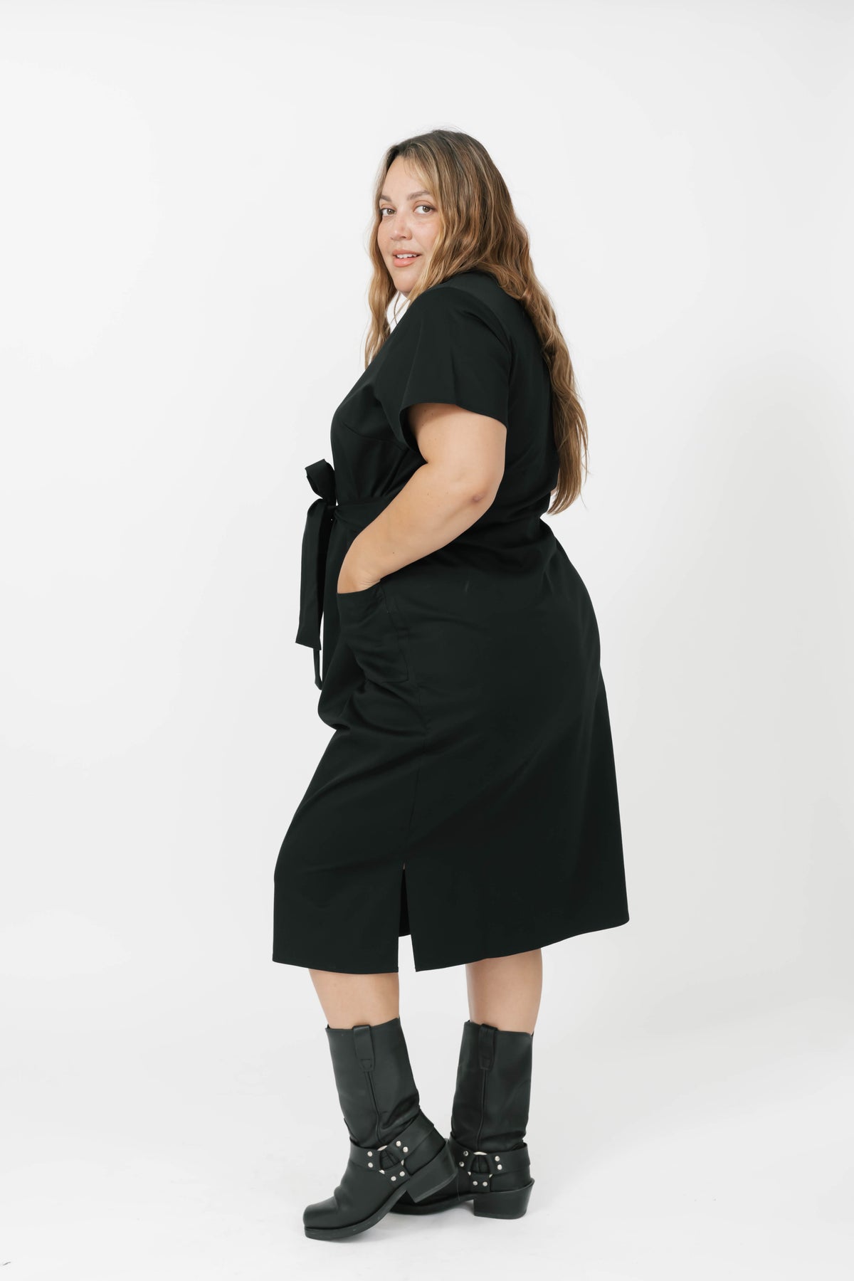 Winona Wrap Dress in Midnight Black
