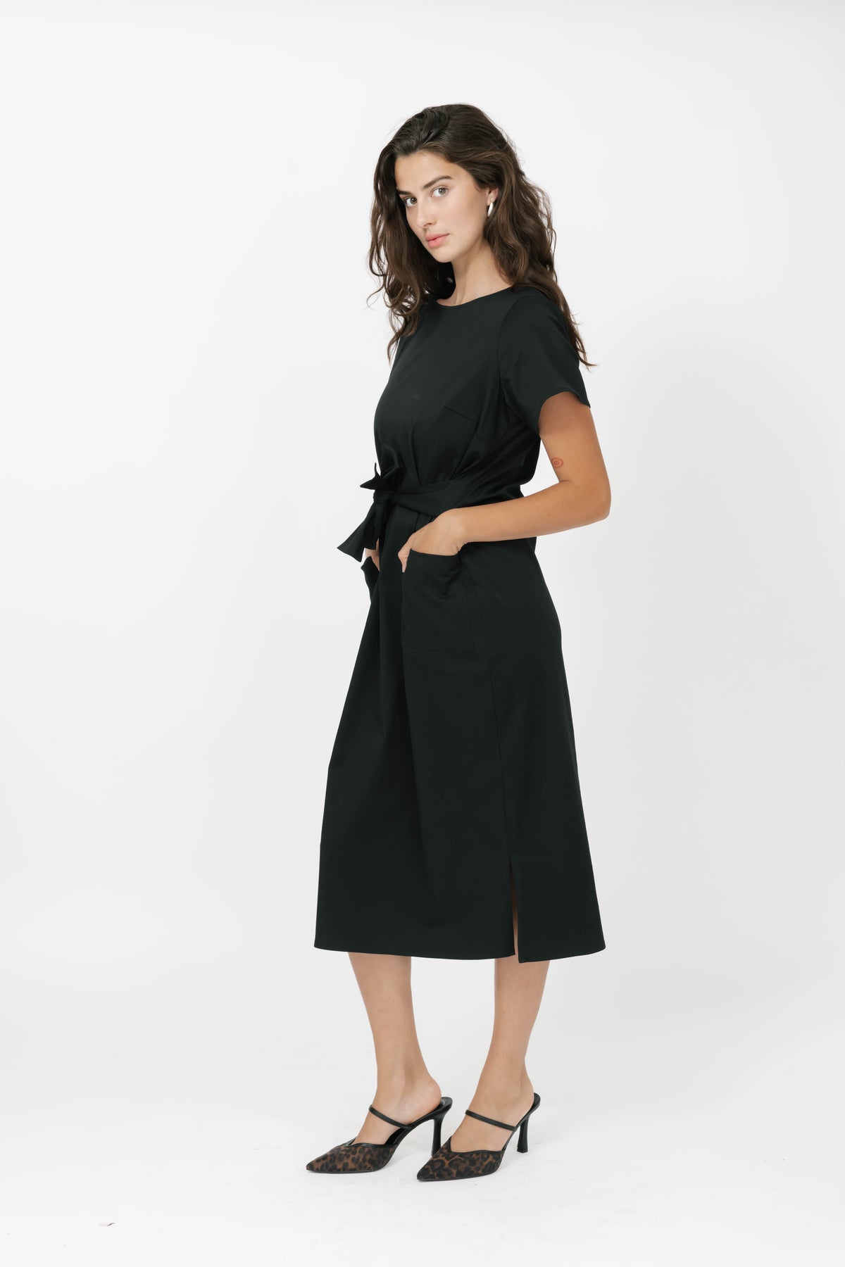 Winona Wrap Dress in Midnight Black