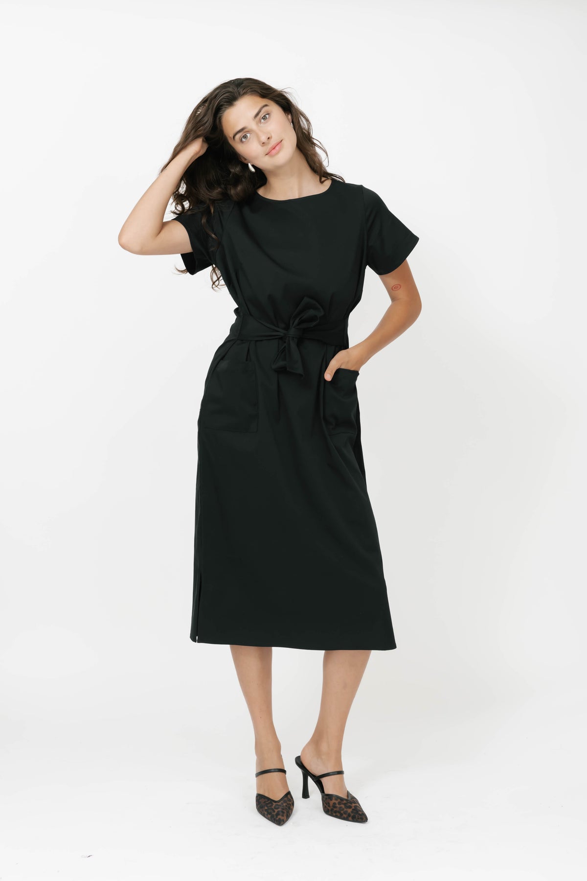 Winona Wrap Dress in Midnight Black