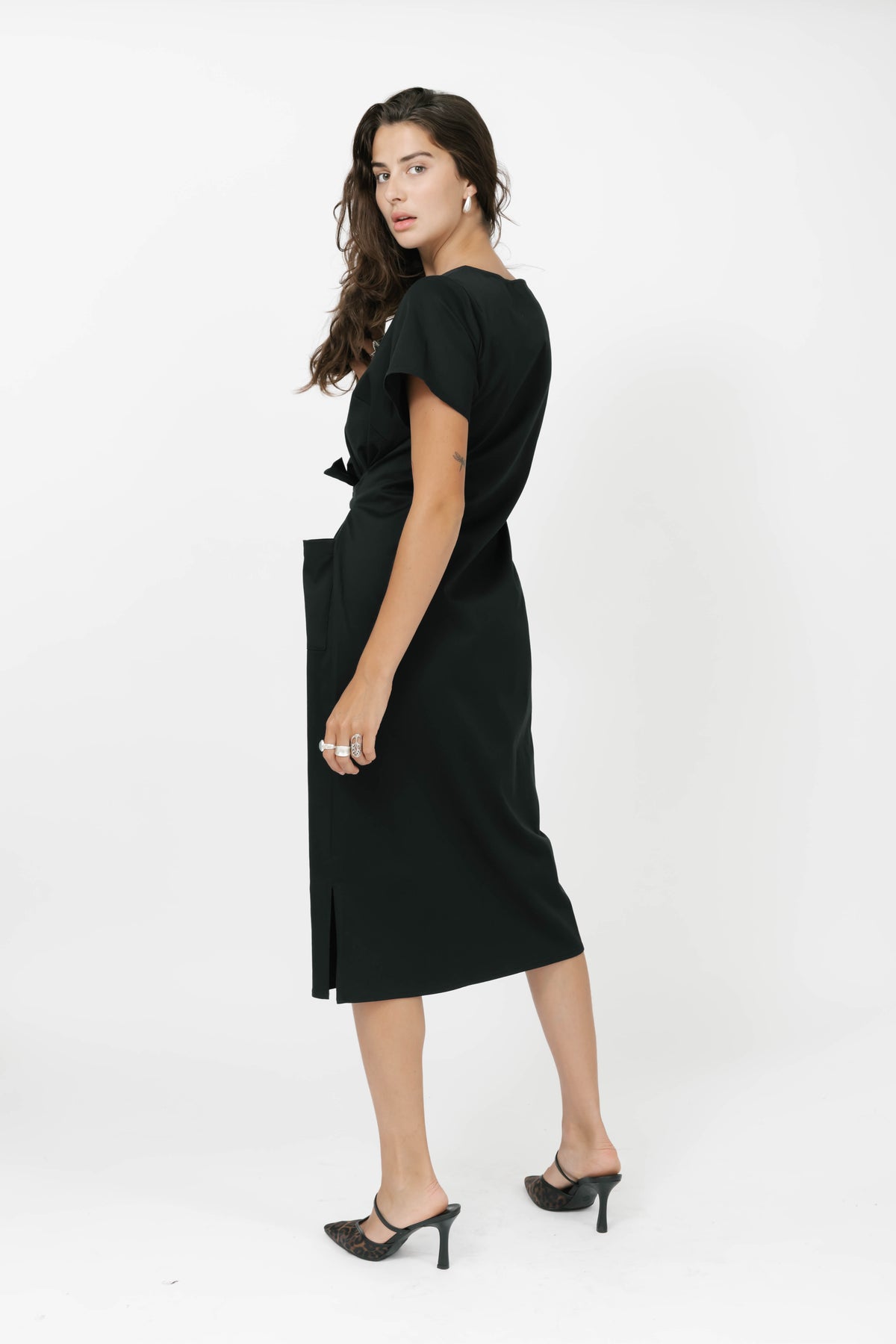 Winona Wrap Dress in Midnight Black