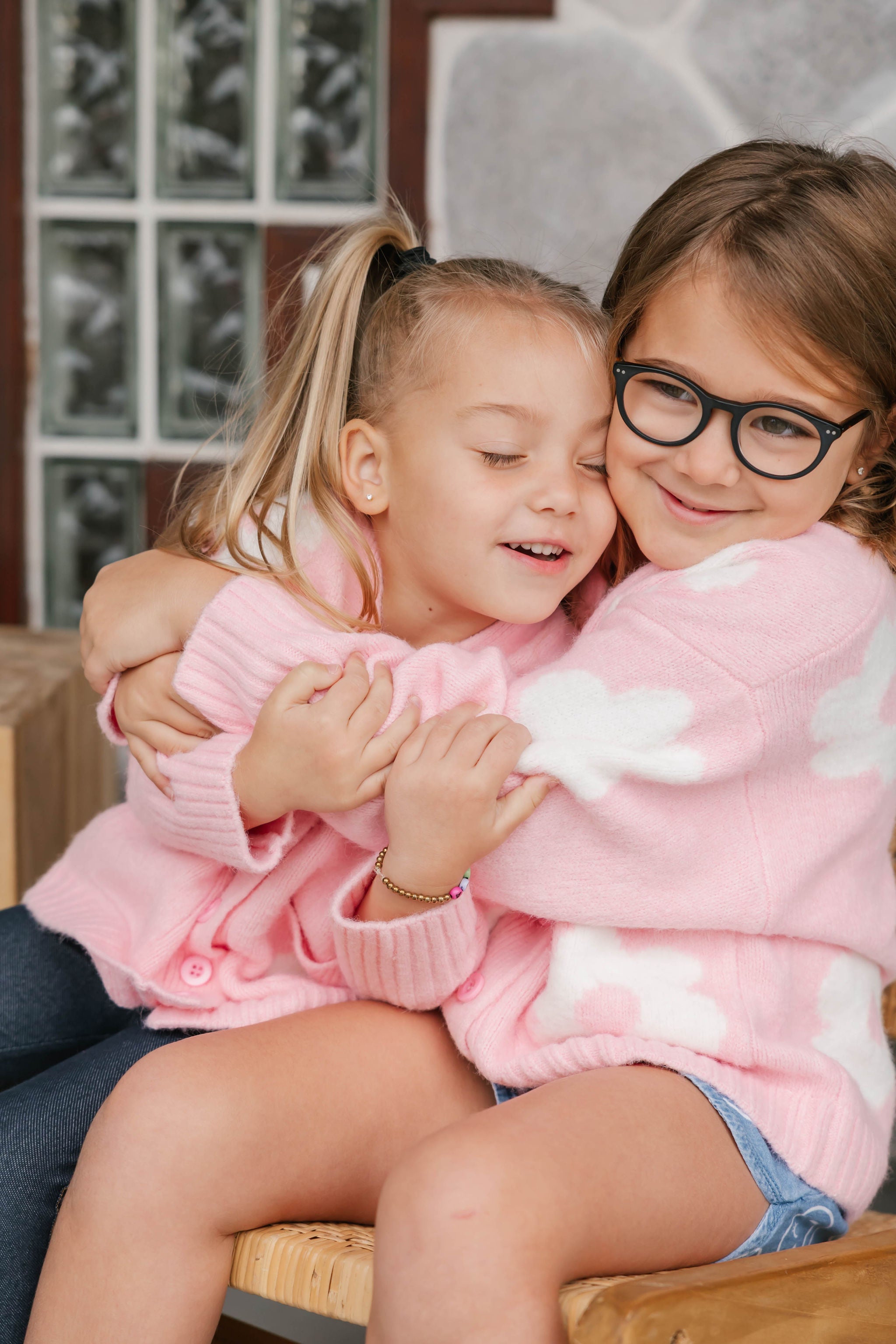 Kids Flora Cardigan in Pink Combo