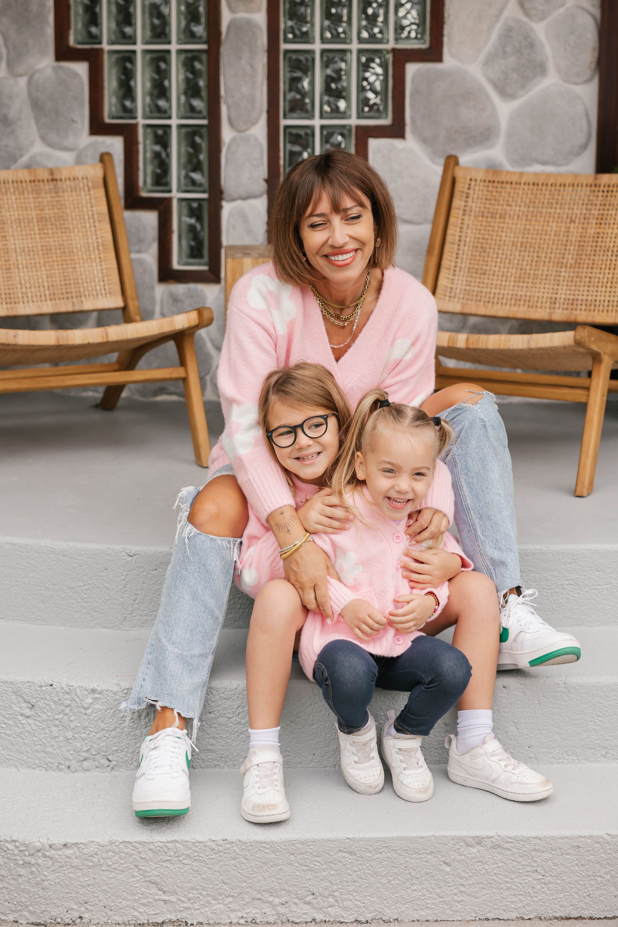 Kids Flora Cardigan in Pink Combo