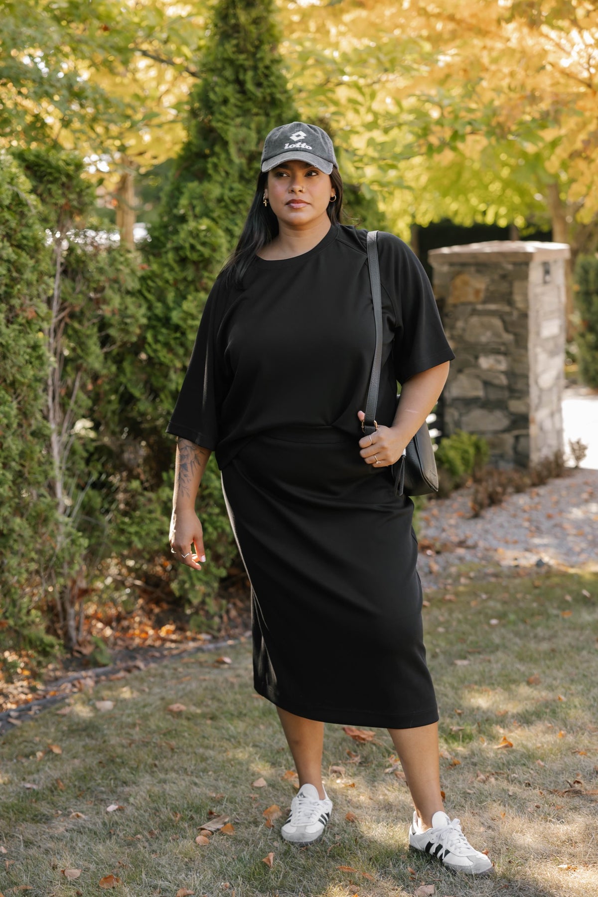 Ellie Microscuba Midi Skirt in Midnight Black