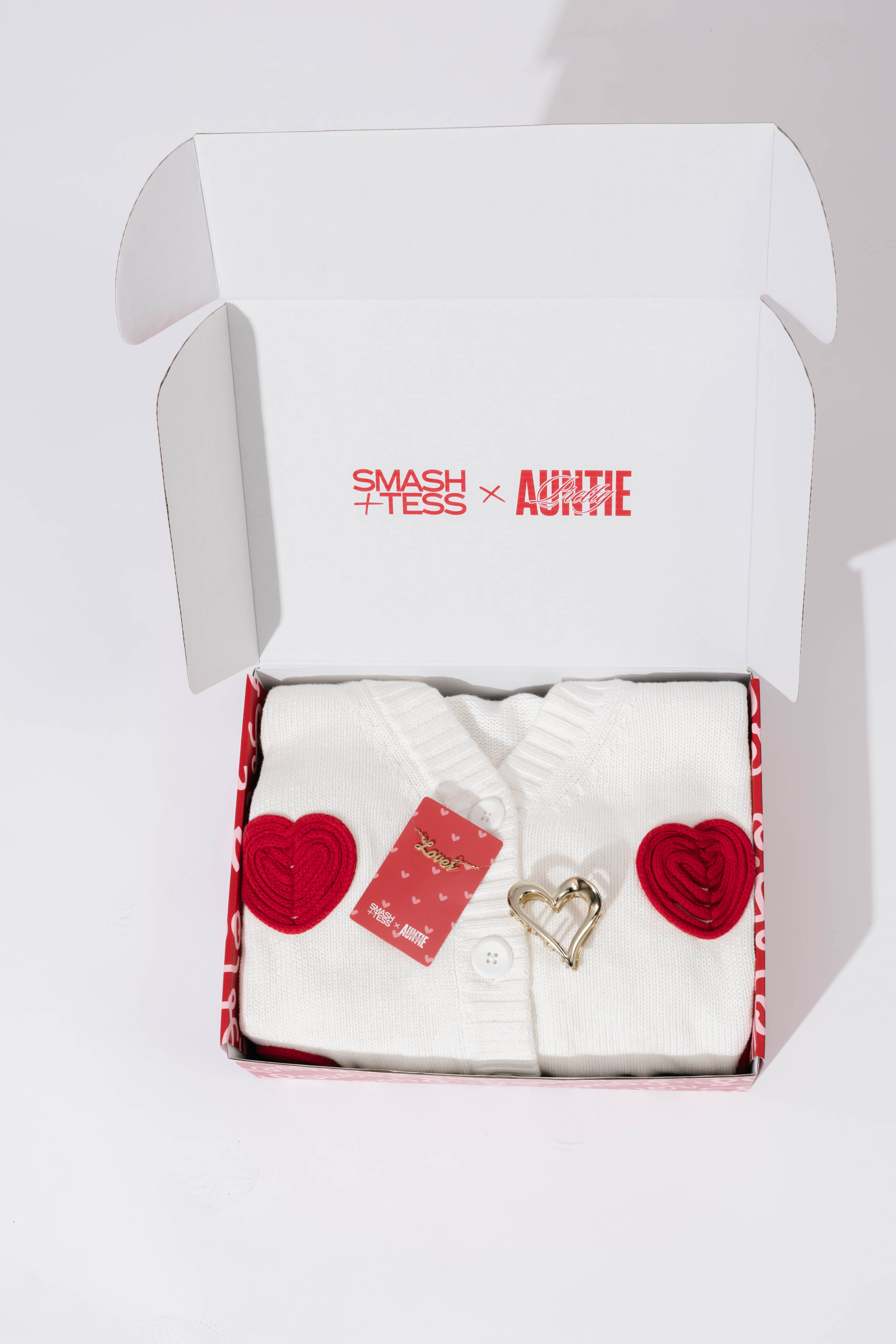 S+T x Auntie Pretty Lover Box in Ivory/Red