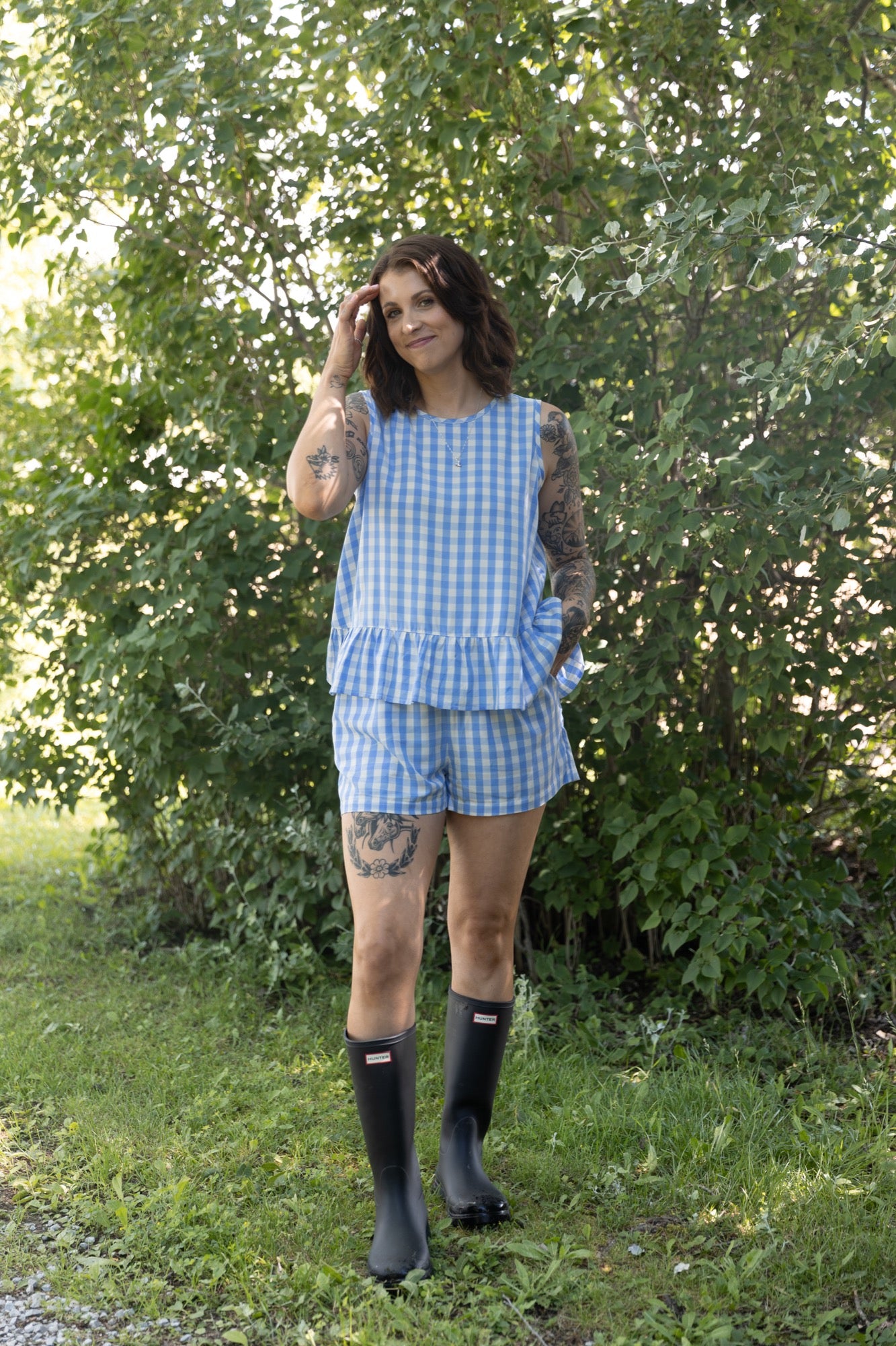 Laurel Shorts in Light Blue Gingham