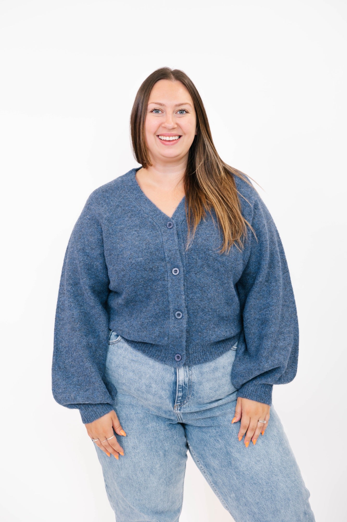 Sweater Weather Short Cardigan in Light Navy