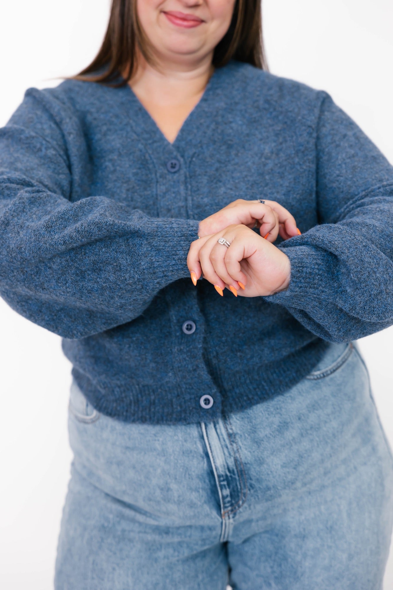 Sweater Weather Short Cardigan in Light Navy