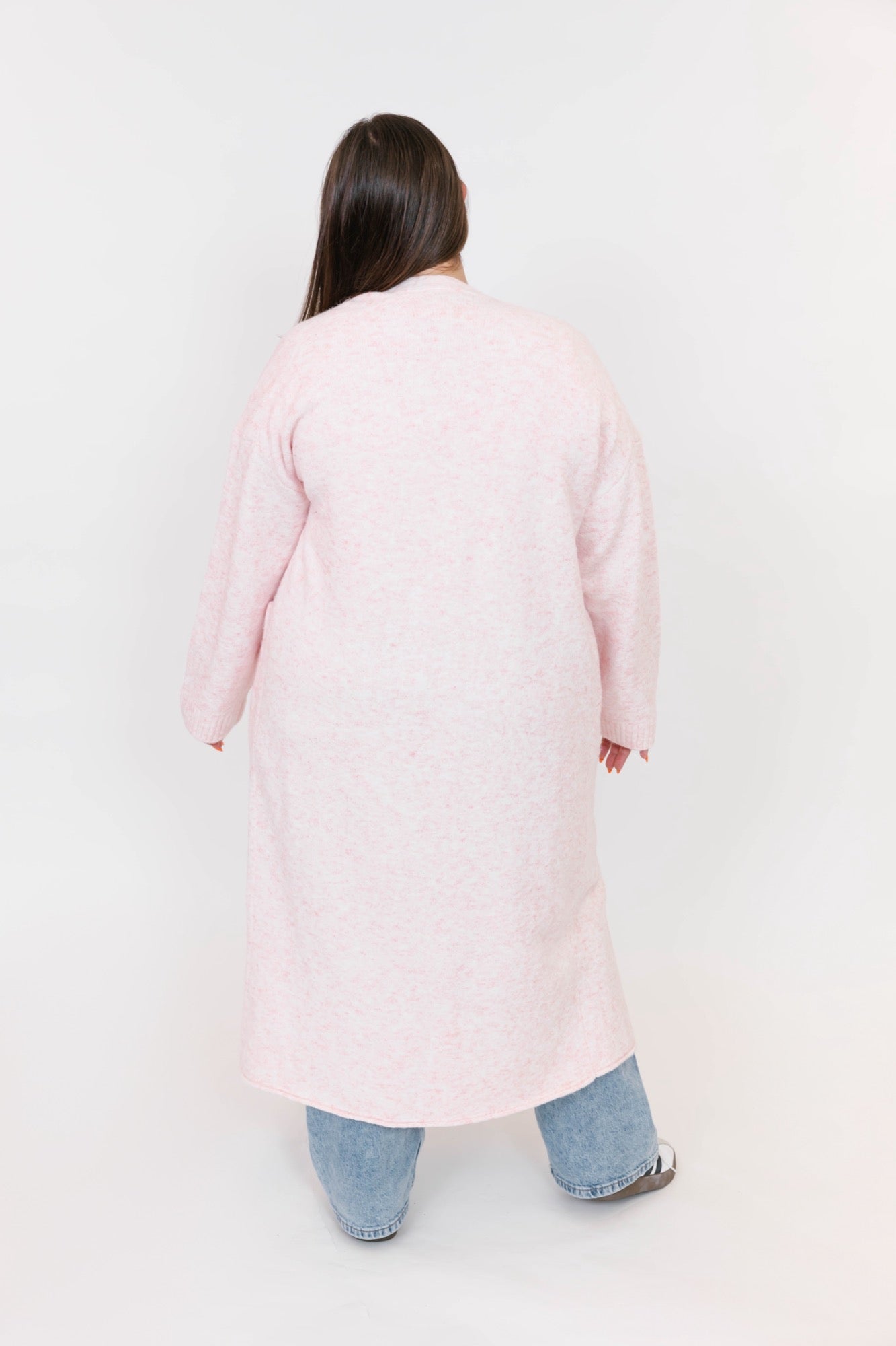 Sweater Weather Long Cardigan in Light Pink