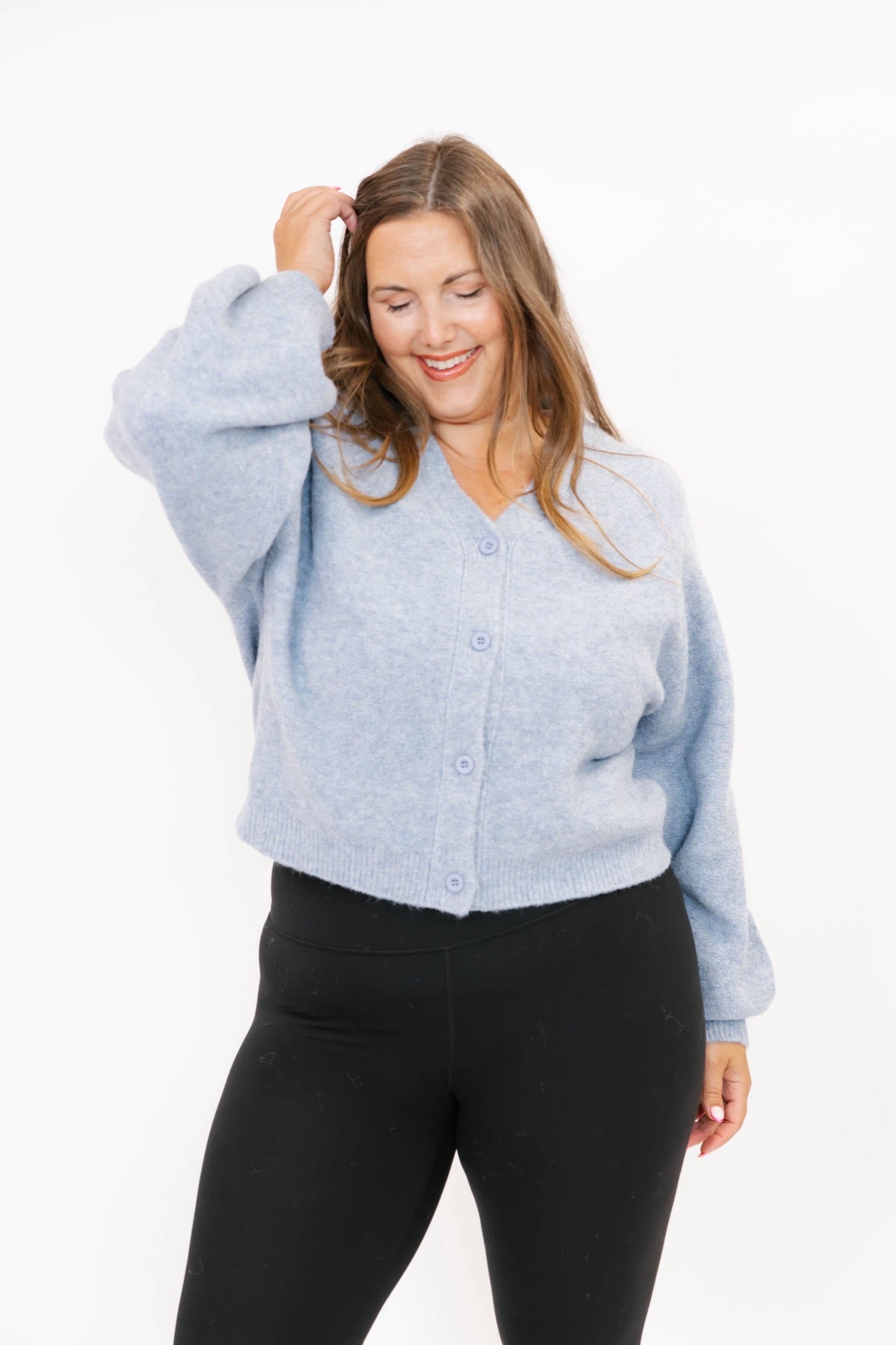 Sweater Weather Short Cardigan in Light Blue