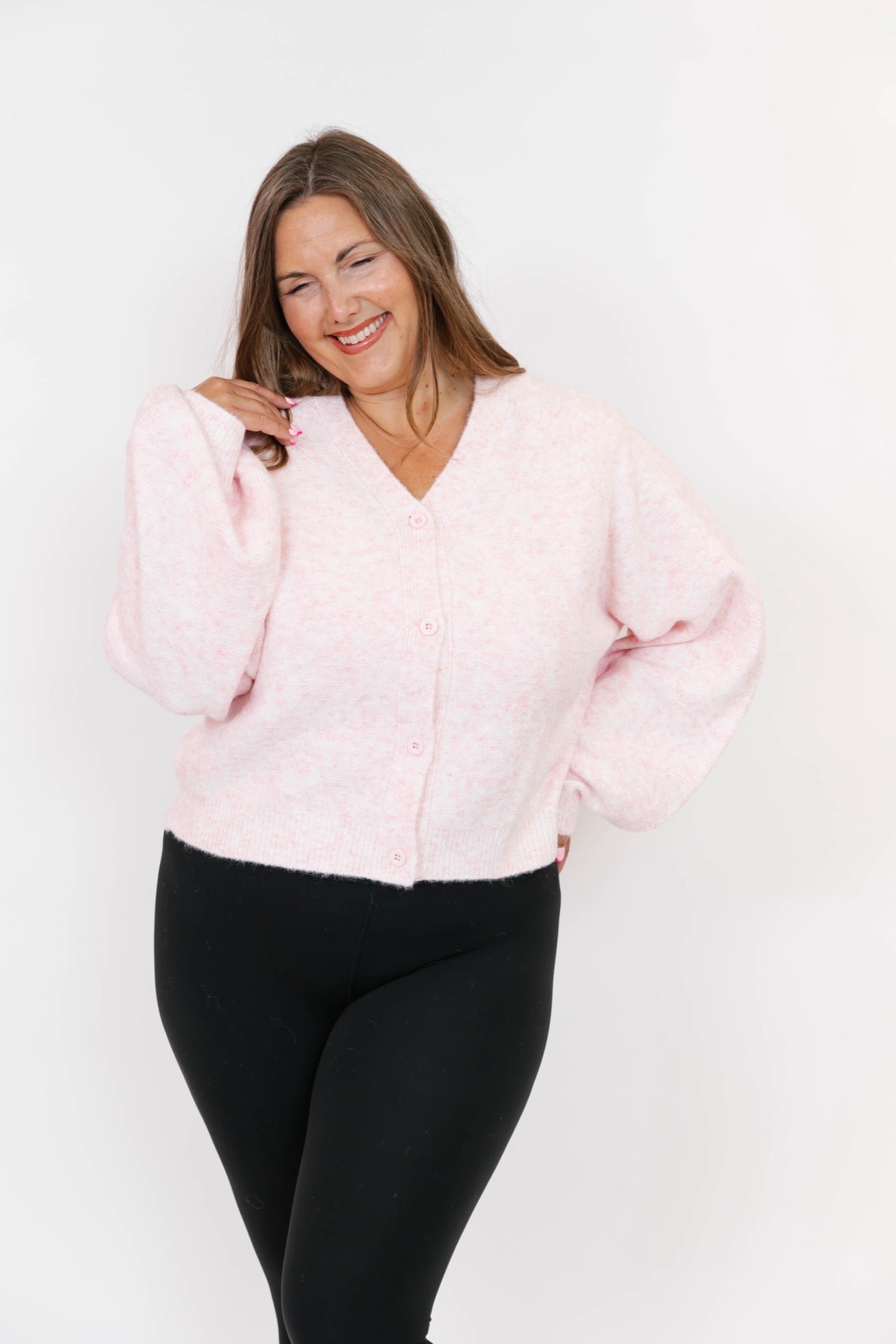 Sweater Weather Short Cardigan in Light Pink